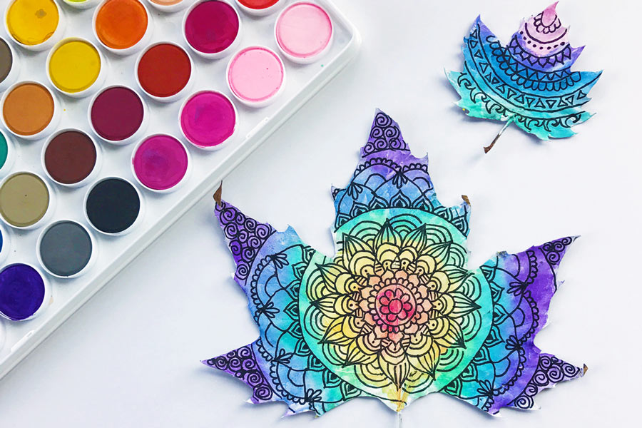 lil' watercolor paint pods for art leaf
