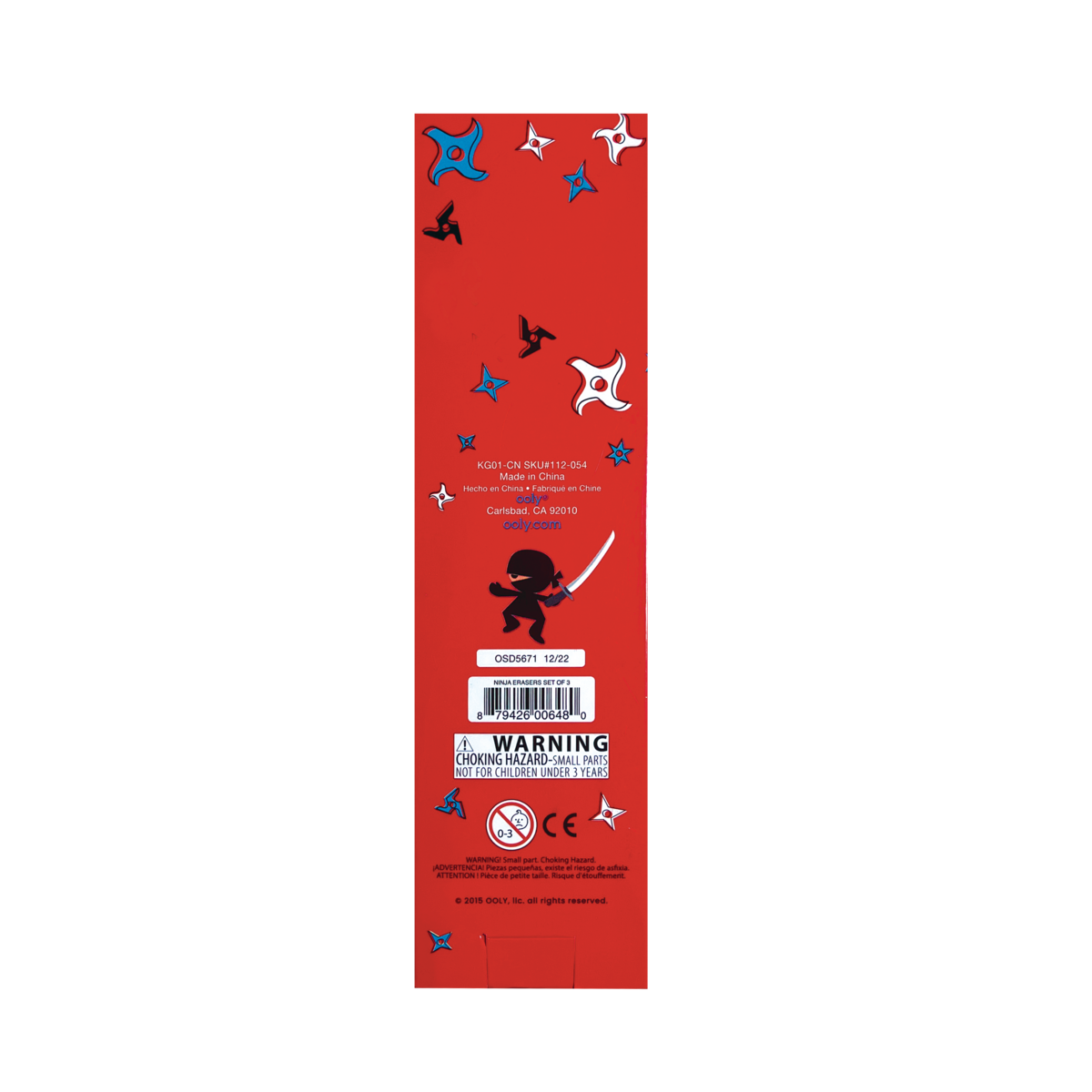 Ninja Erasers back of packaging