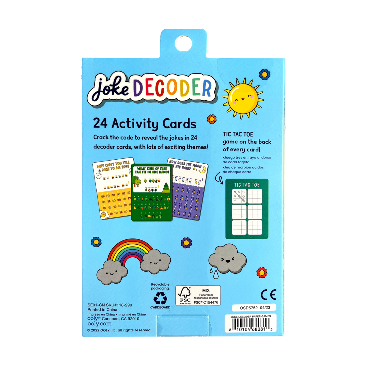 Joke Decoder Paper Games activity cart set back of packaging