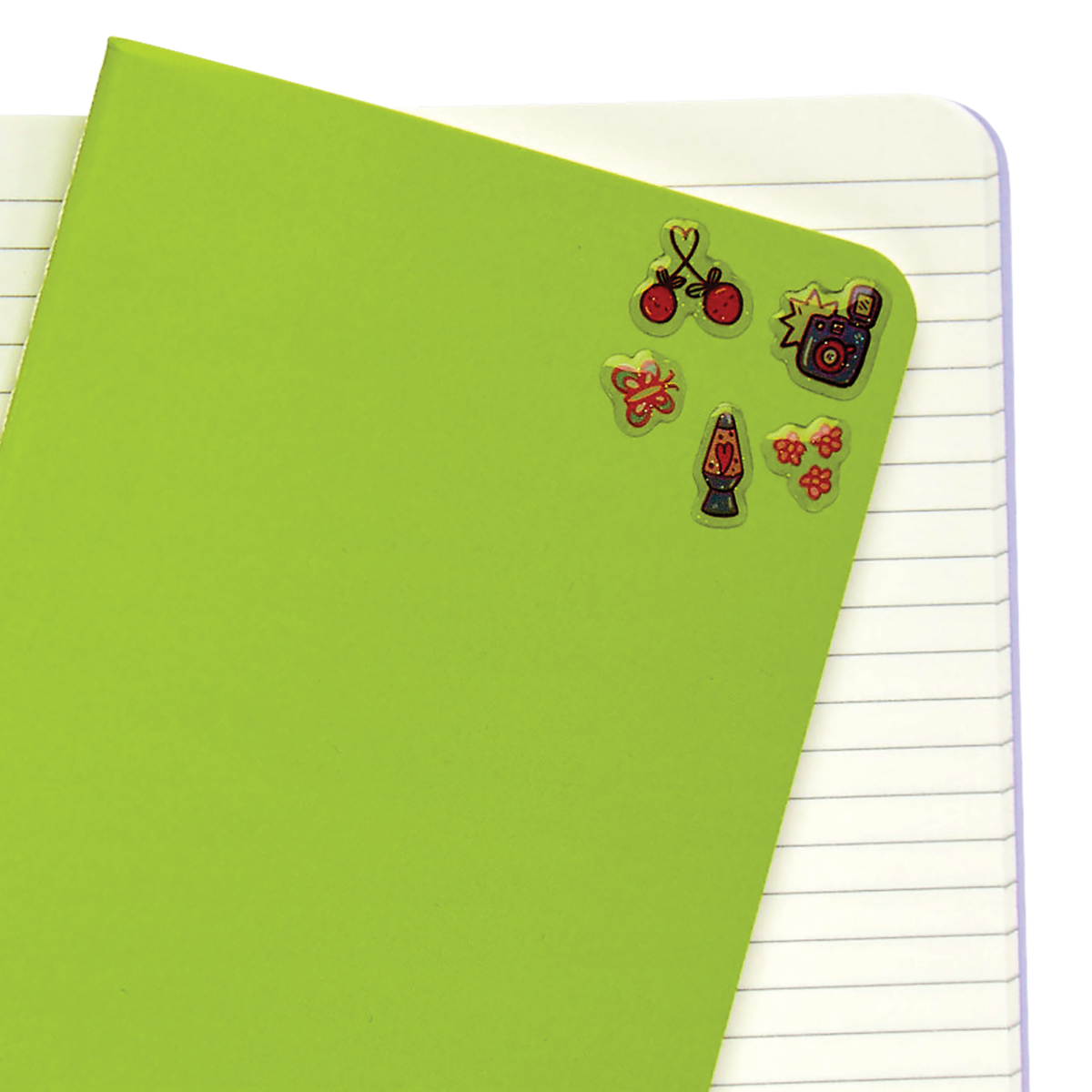 Stickiville GRL Boss stickers on green paper notebook