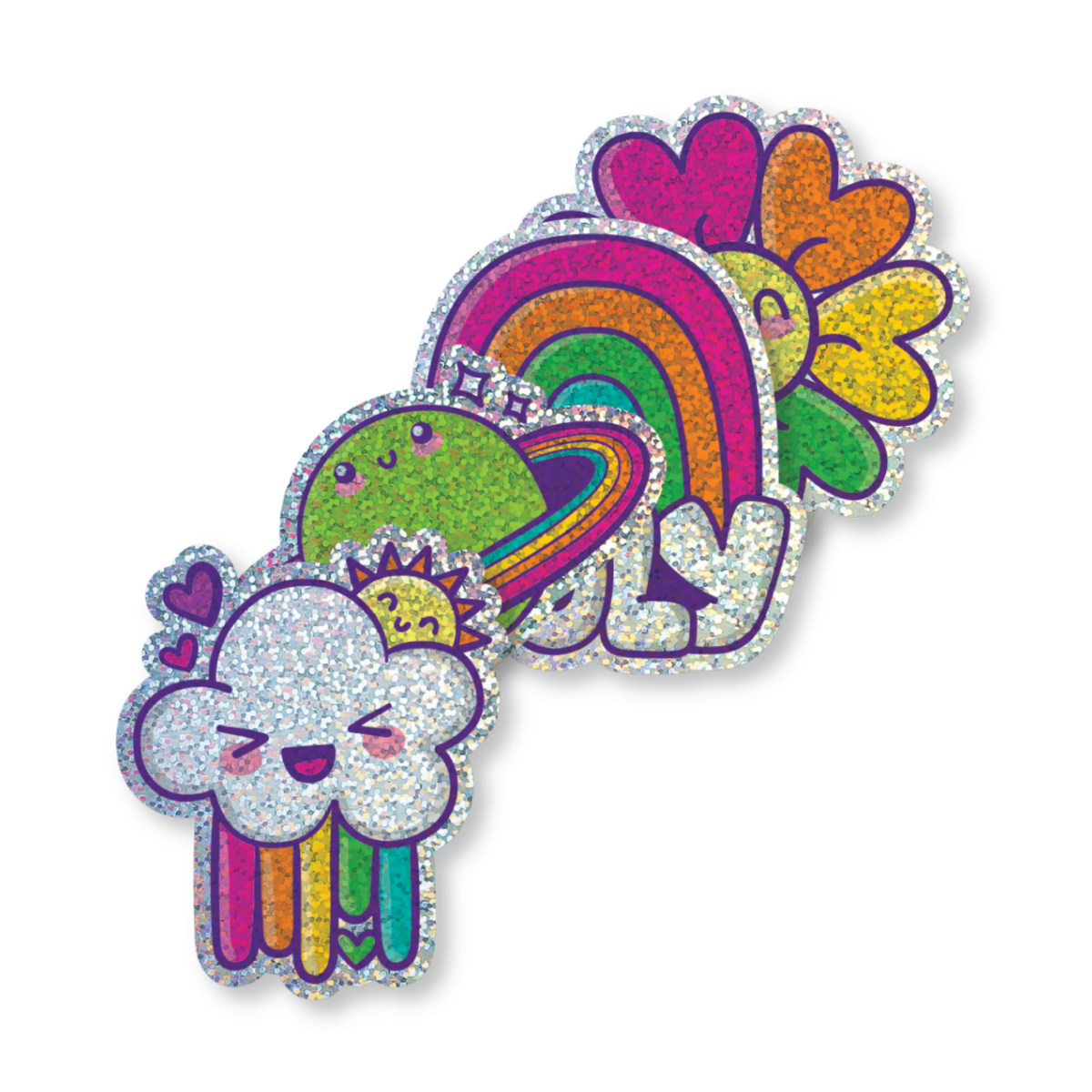 Stickiville Vinyl Happy Rainbow stickers layered