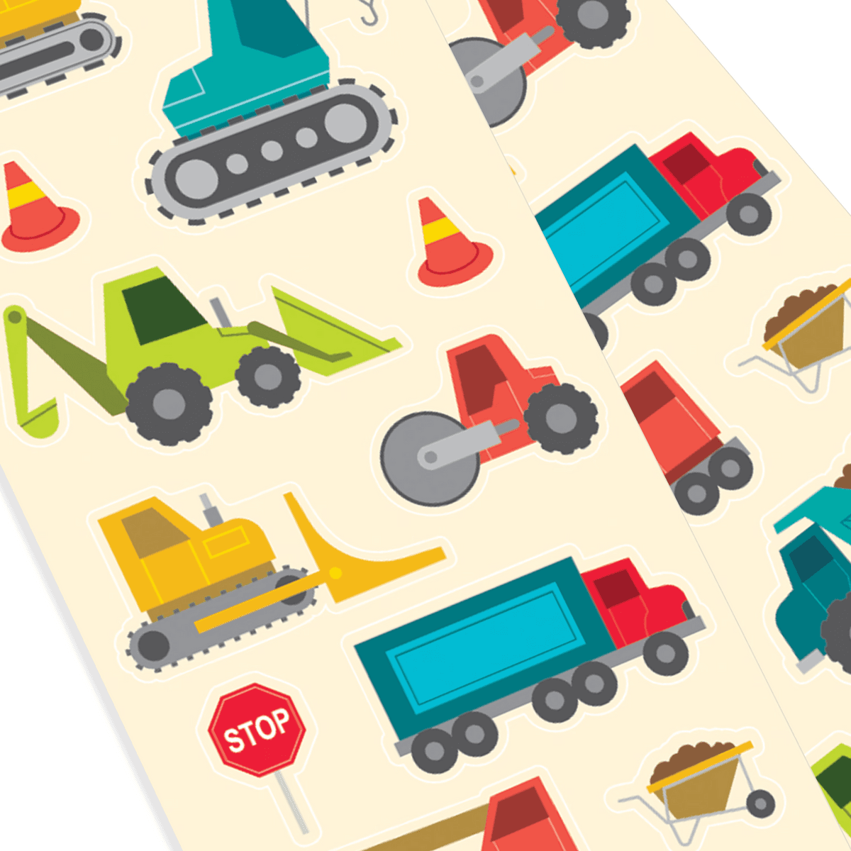 Stickiville Construction Vehicles sticker sheets close up