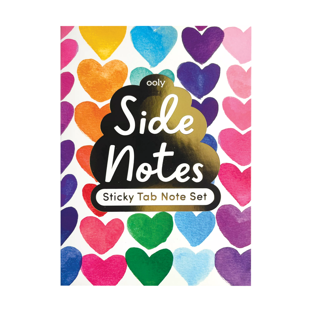 Side Notes Sticky Tab Note Pad - Rainbow Hearts front cover