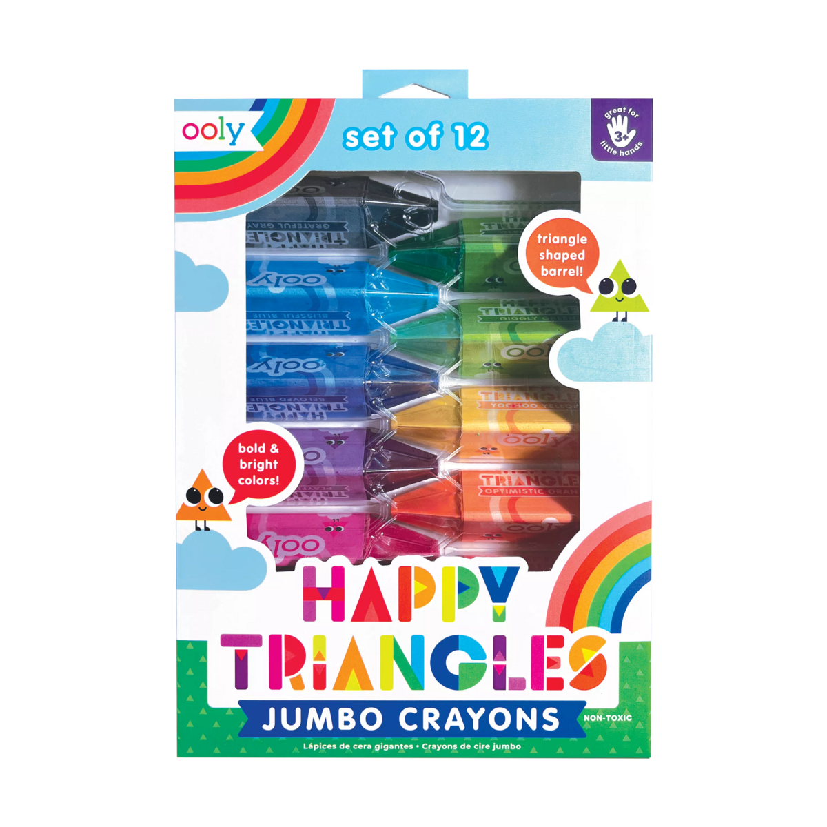 Happy Triangles jumbo crayons in packaging