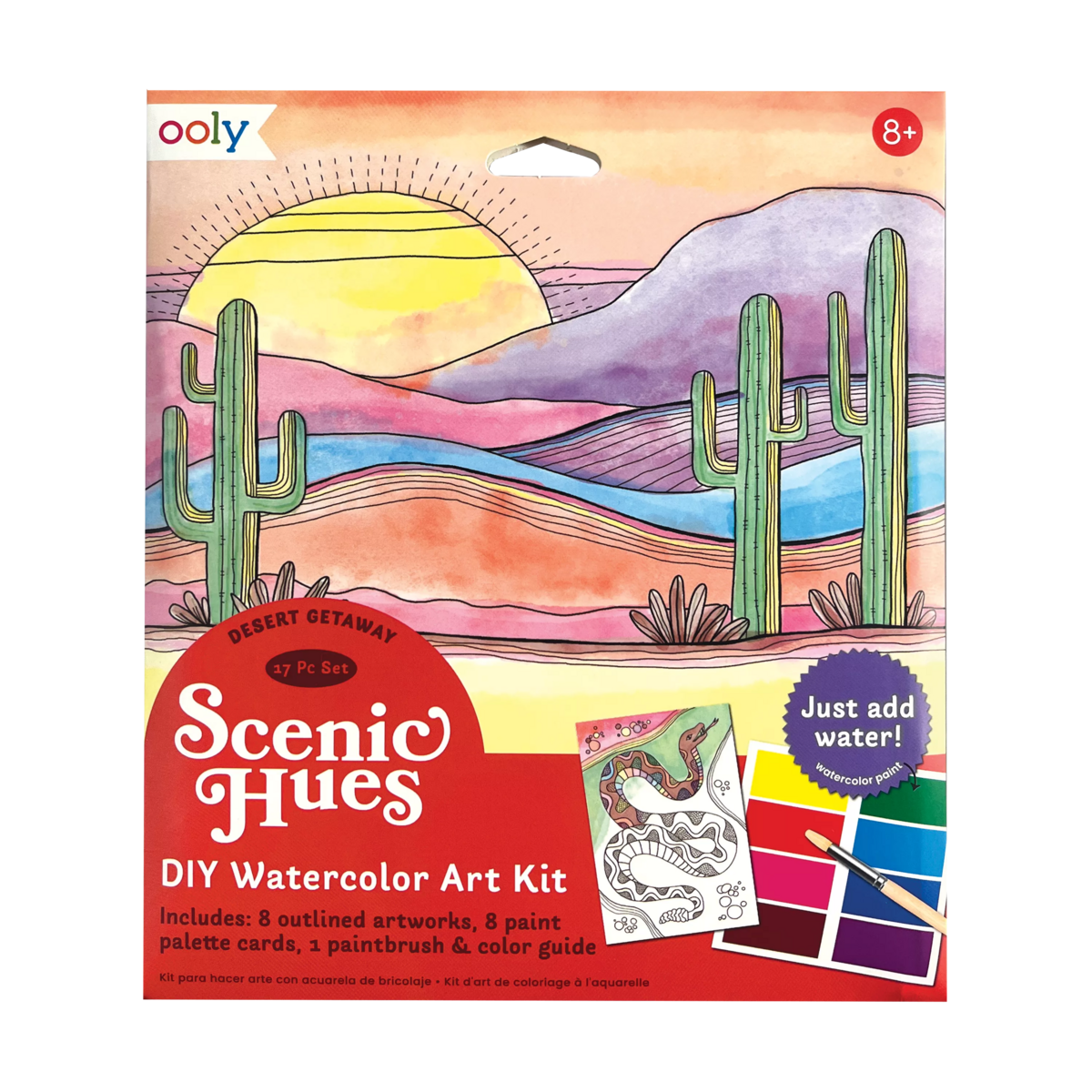 Desert Getaway Scenic Hues DIY watercolor art kit front of packaging