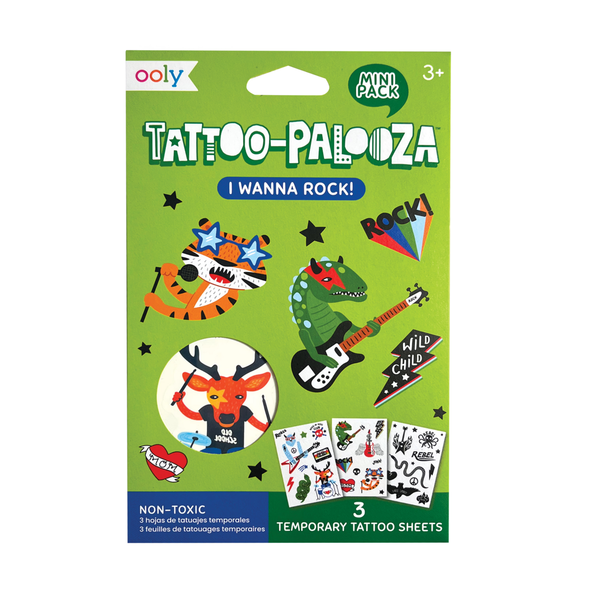 I Wanna Rock! Mini Tattoo Palooza Temporary Tattoos in packaging