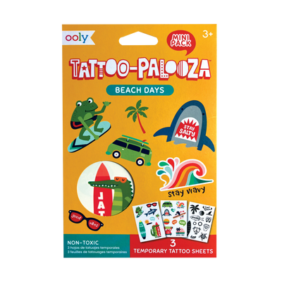Tattoo Palooza Temporary Tattoos Mini Pack - Beach Days - 3 Sheets