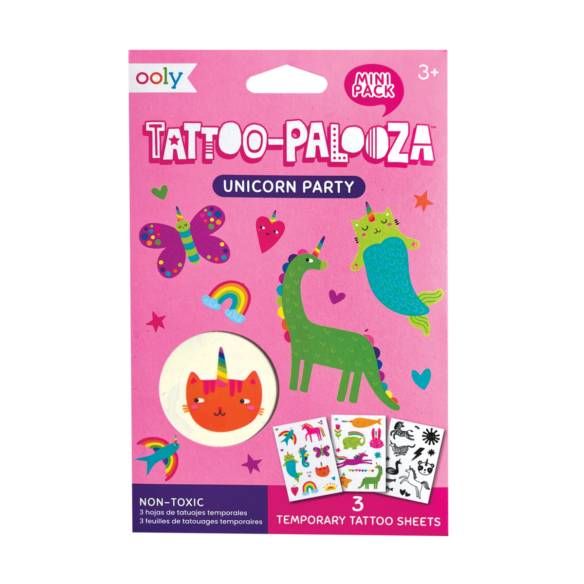 Unicorn Party Mini Tattoo Palooza Temporary Tattoos in packaging
