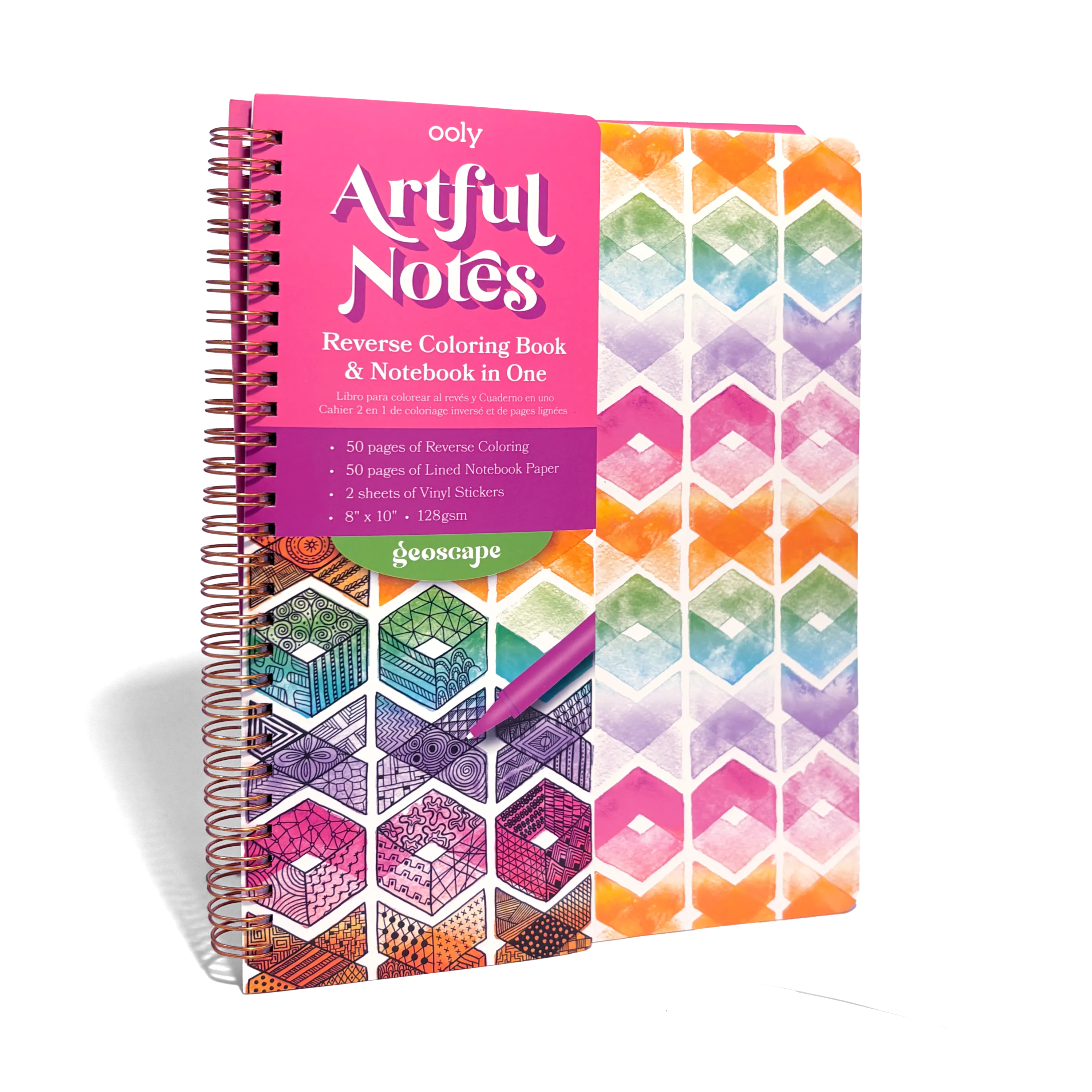 Artful Notes Reverse Coloring Notebook - Geoscape