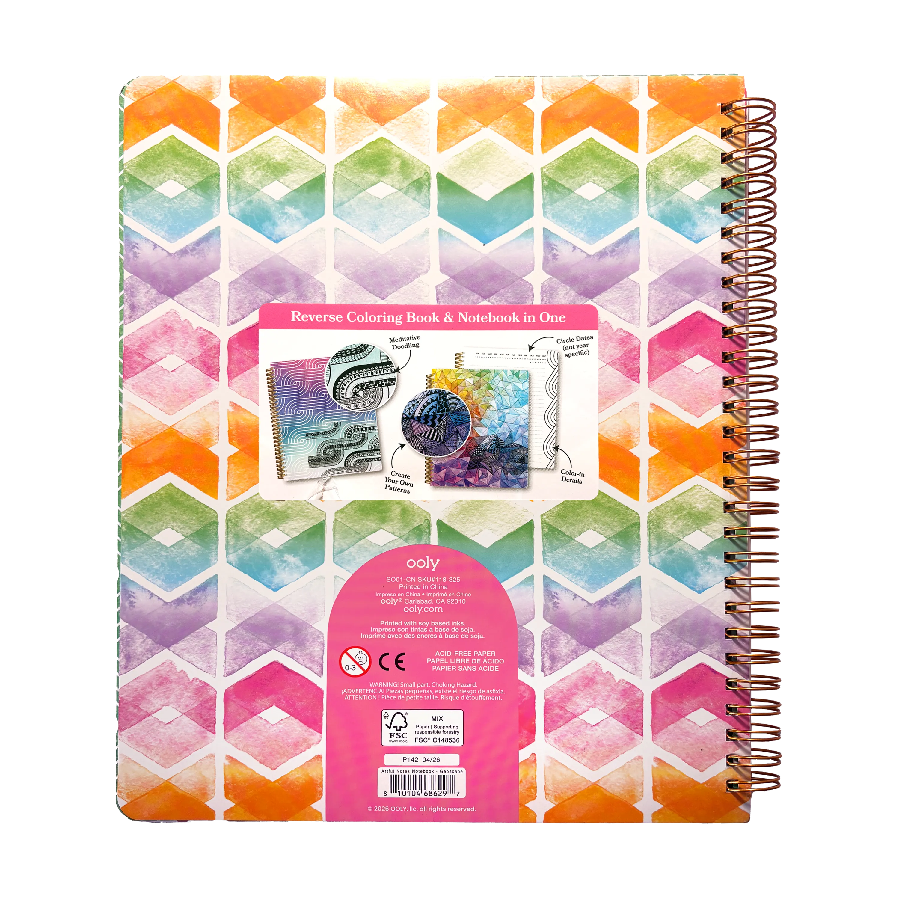 Artful Notes Reverse Coloring Notebook - Geoscape