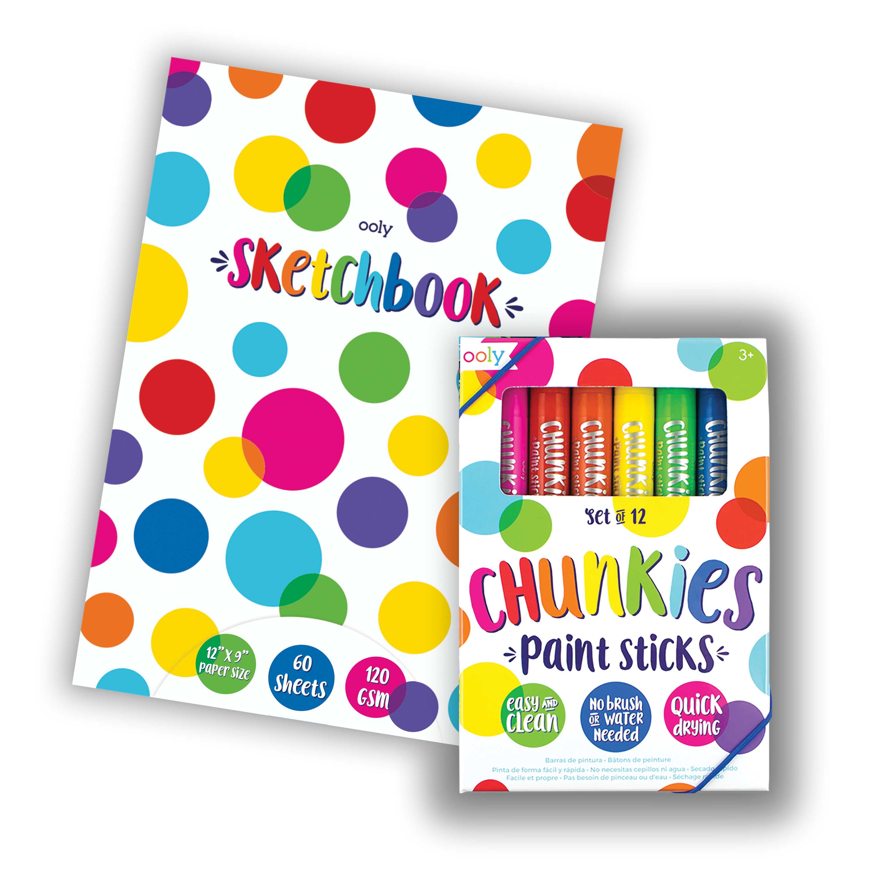 OOLY Budding Artist kids paint gift set with paint sticks and sketchbook out of gift wrap