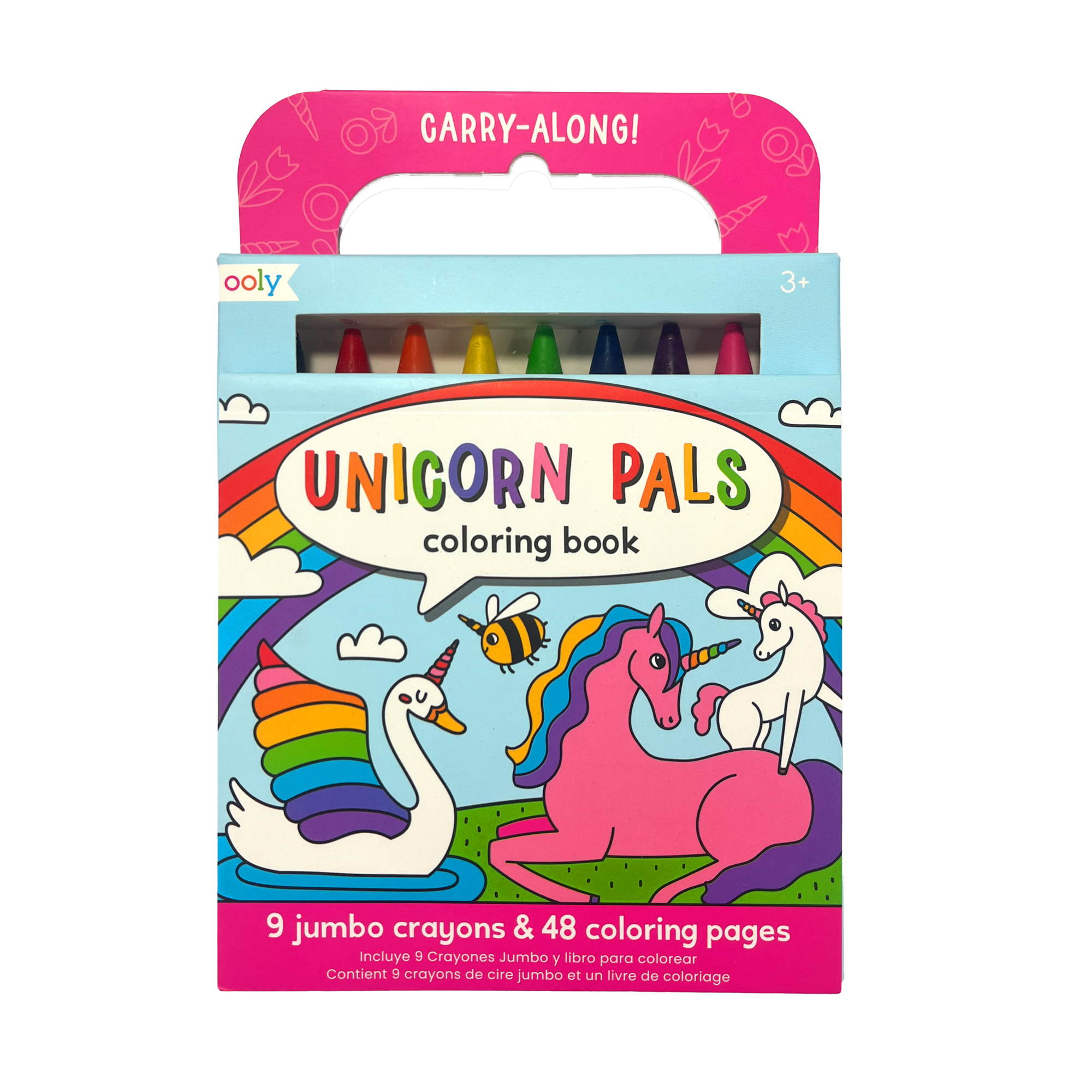 OOLY Carry Along! Coloring Book and Crayon Set - Unicorn Pals front of packaging