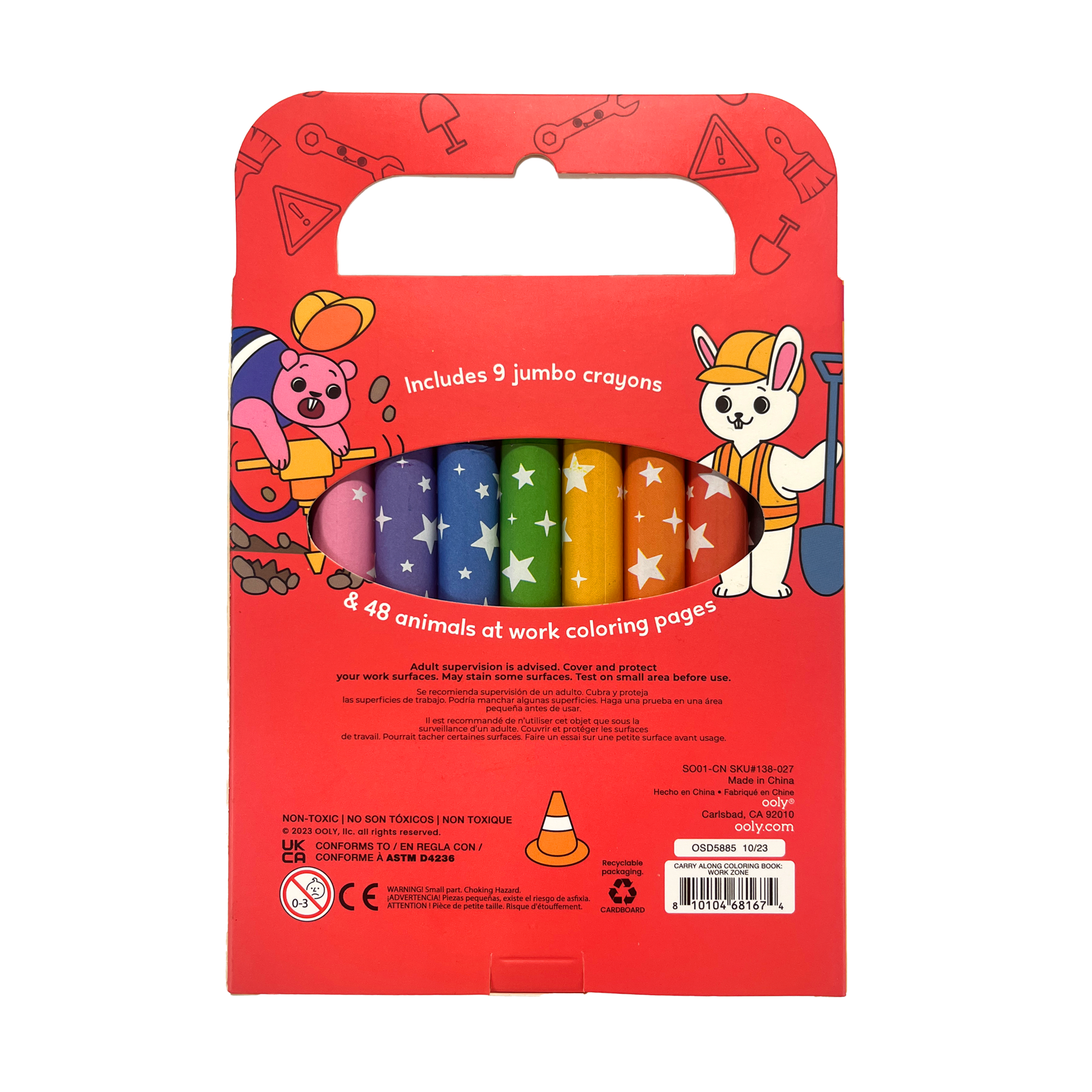 Carry Along! Coloring Book and Crayon Set - Work Zone - Set of 9 Crayons