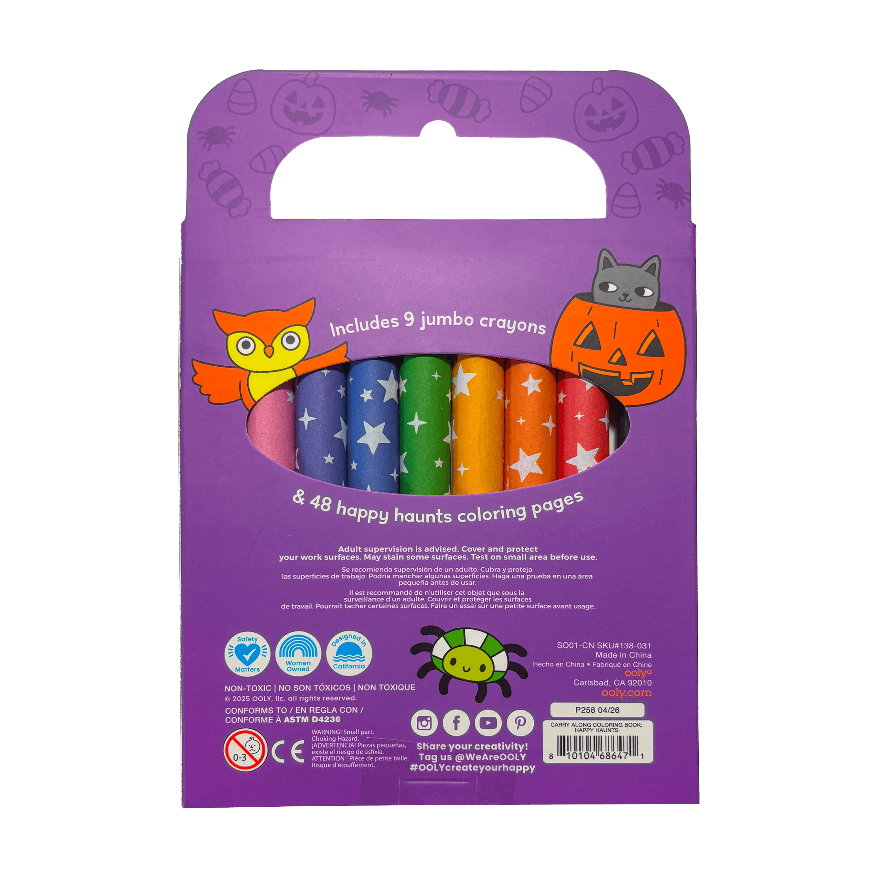 Carry-Along! Coloring Book and Crayon Set - Happy Haunts - Set of 9 Crayons