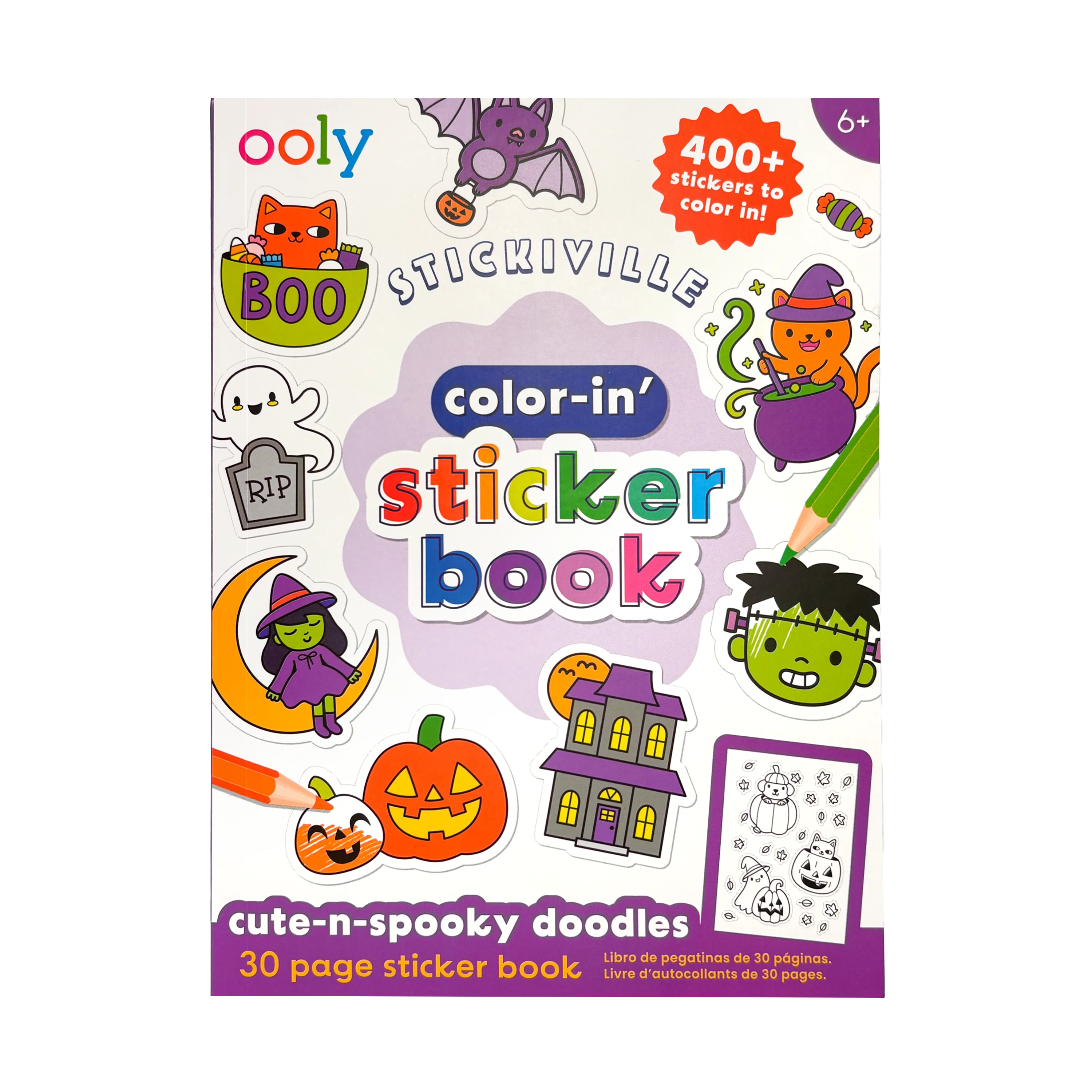 Stickiville Color-In' Sticker Book - Cute n Spooky Doodles - 400+ Stickers
