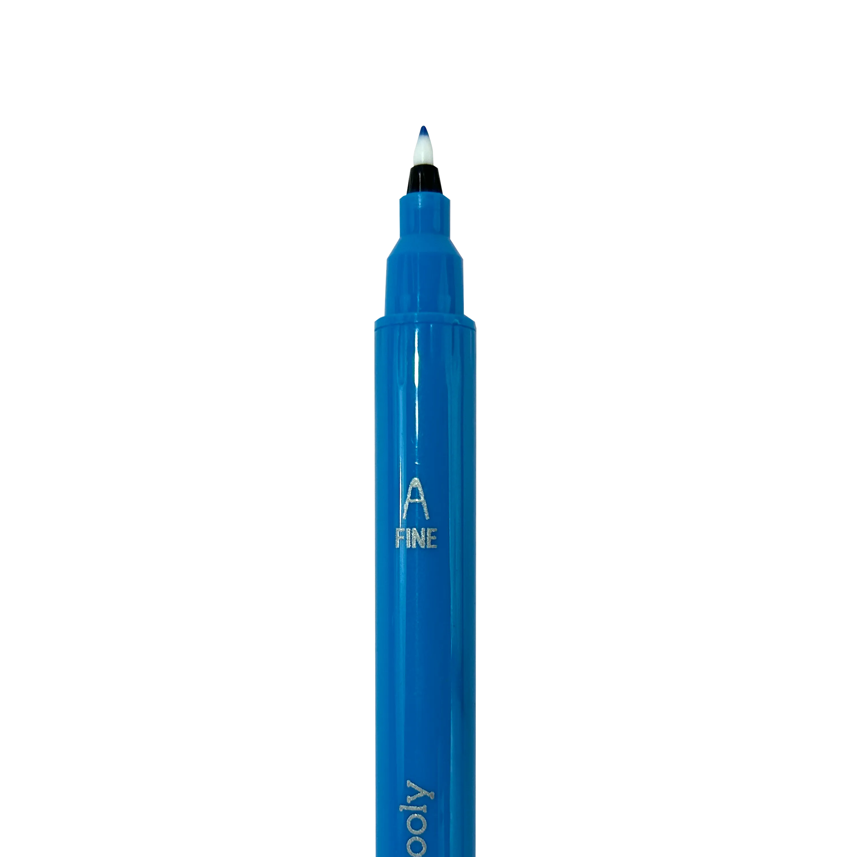 Close up of fine tip of blue marker from OOLY Color Luxe Double-Ended Markers