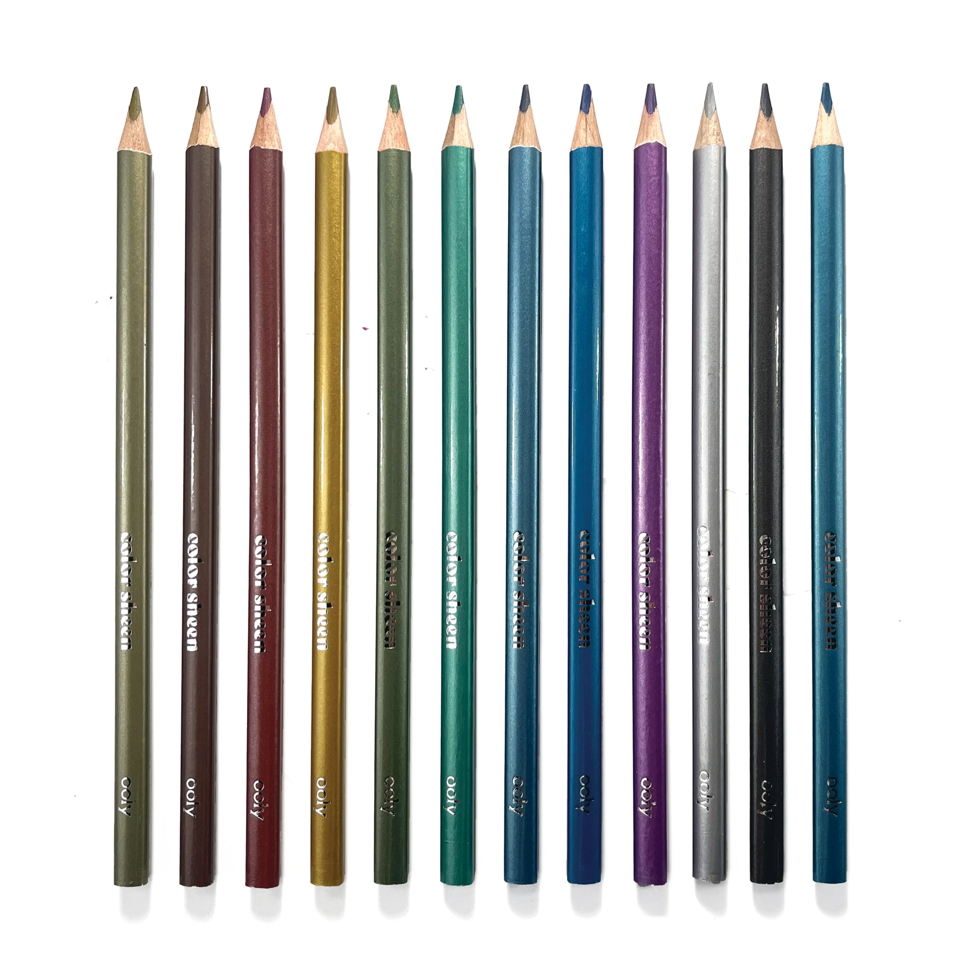 Color Sheen Metallic Colored Pencils - Set of 12 row of all pencils