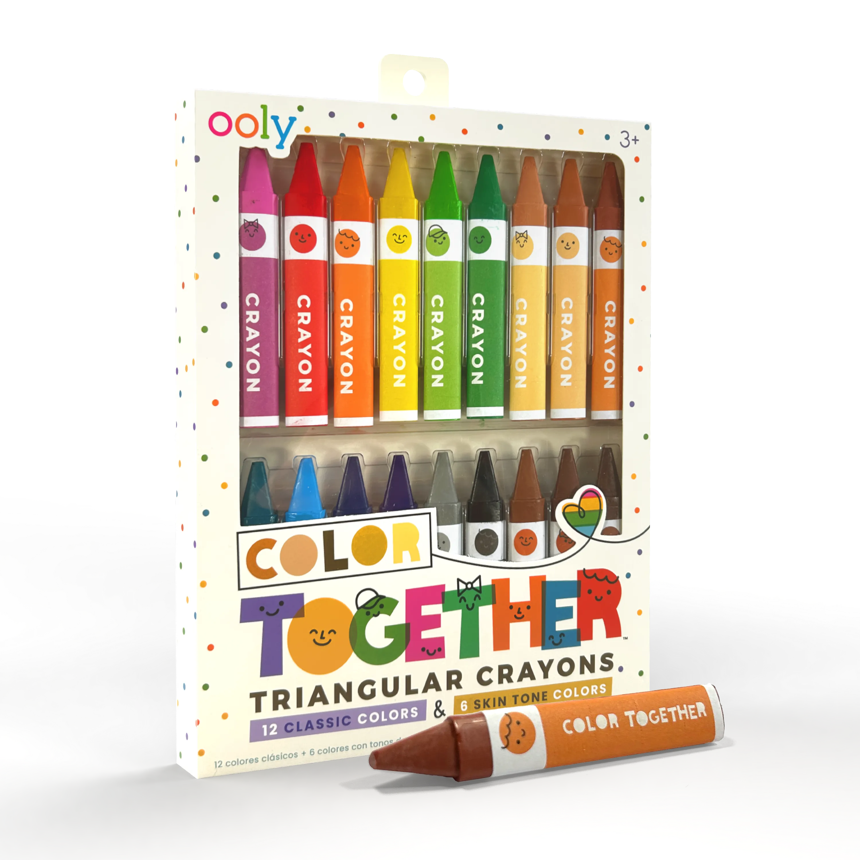 Quarter angle of OOLY Color Together Triangular Crayons on a white background