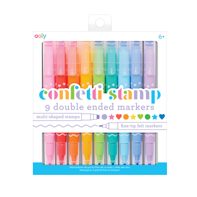Confetti Stamp Double-Ended Markers - Stamp & Fine Tip - Set of 9
