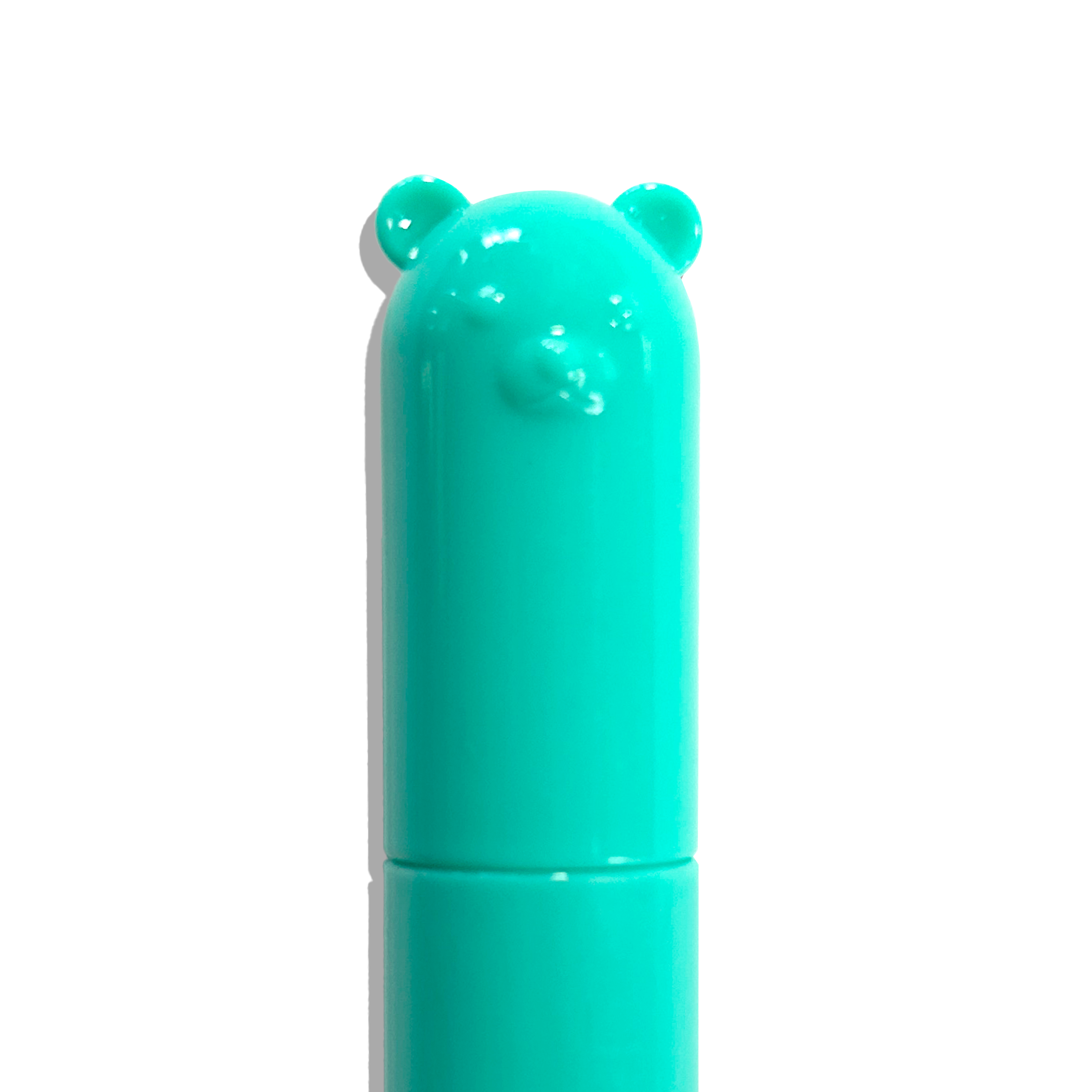 Close up of turquoise, capped, OOLY Cub Crew Washable Markers on a white background