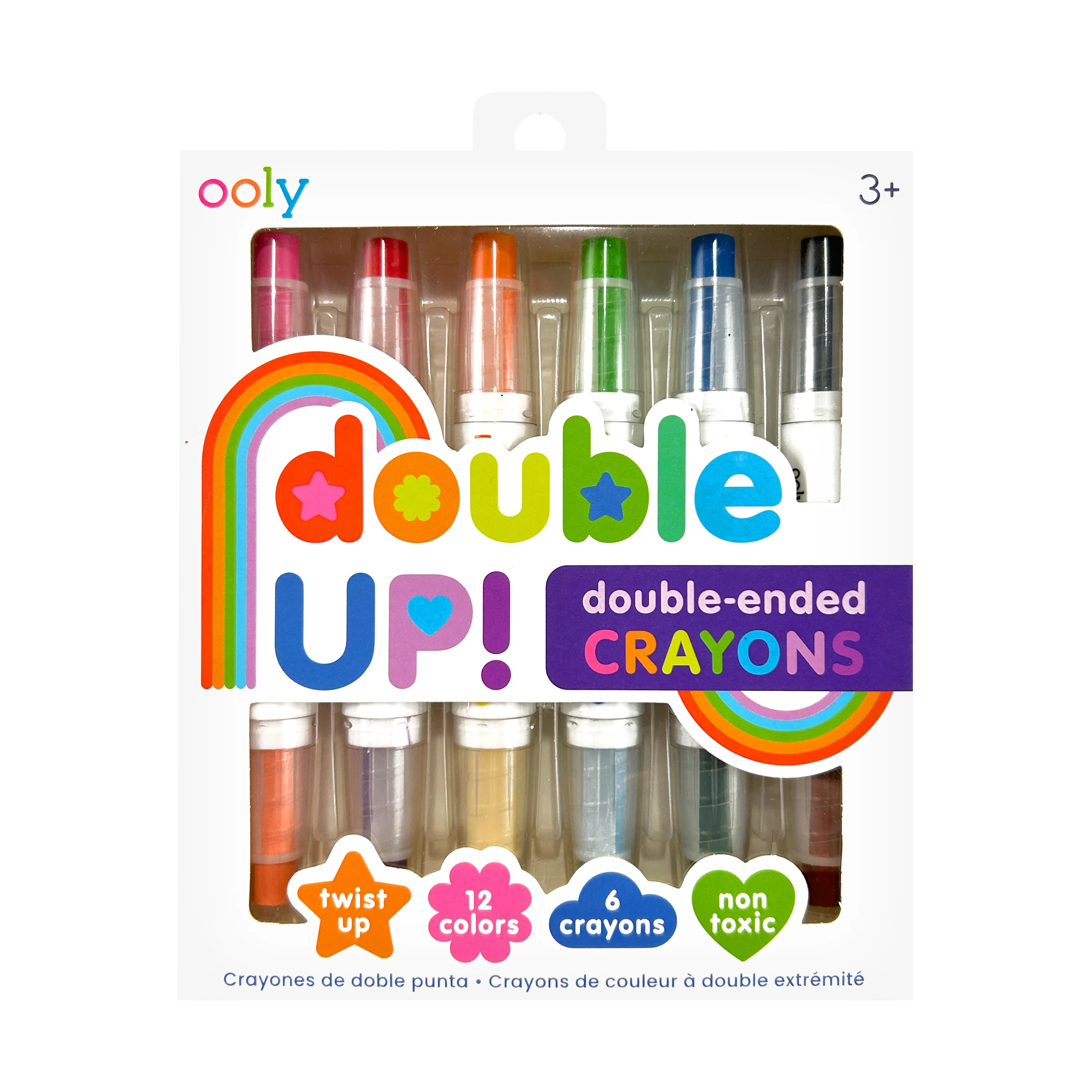 Front of packaging of OOLY Double Up! Double-Ended Crayons