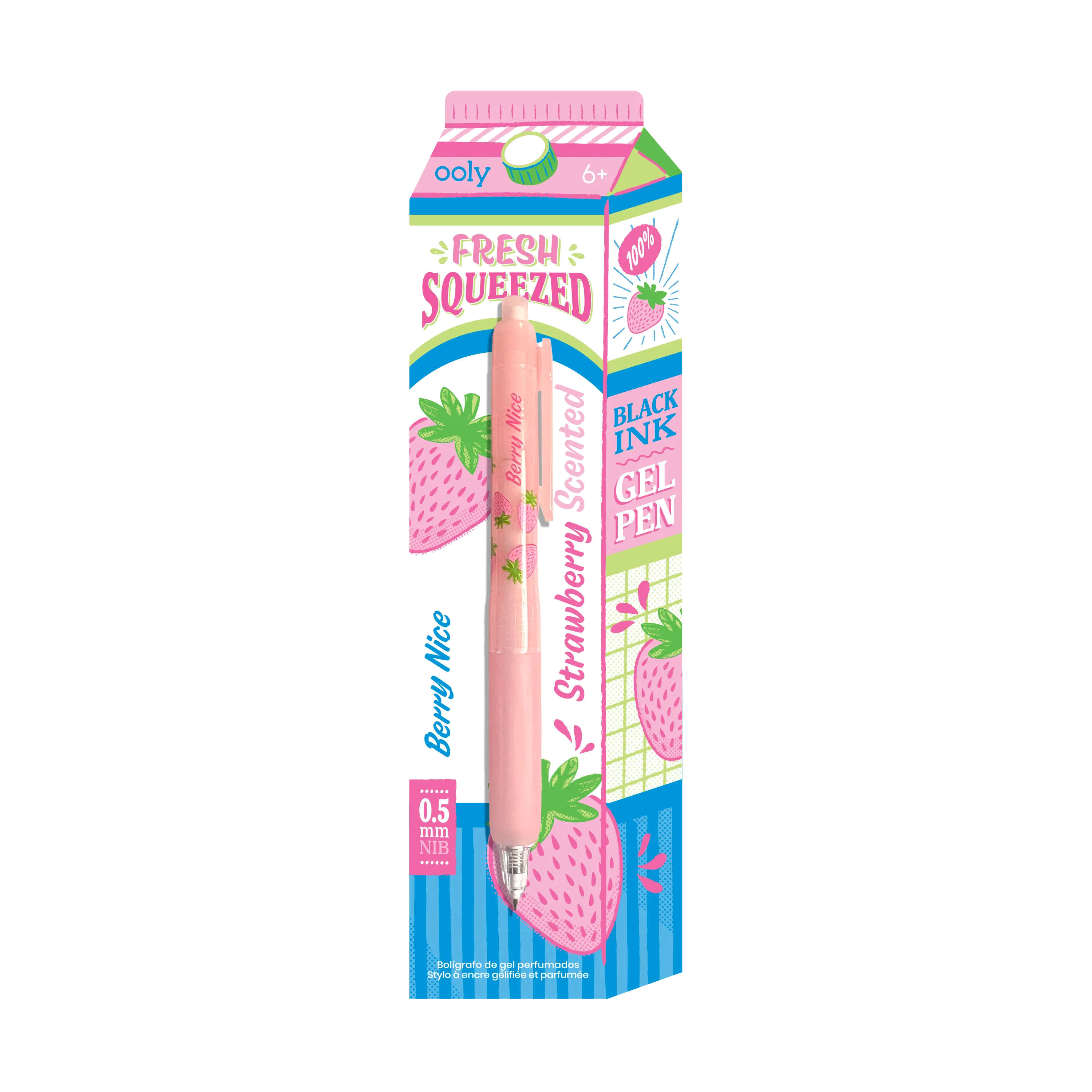 Fresh Squeezed Fruit Scented Gel Pen - Black Ink - Strawberry