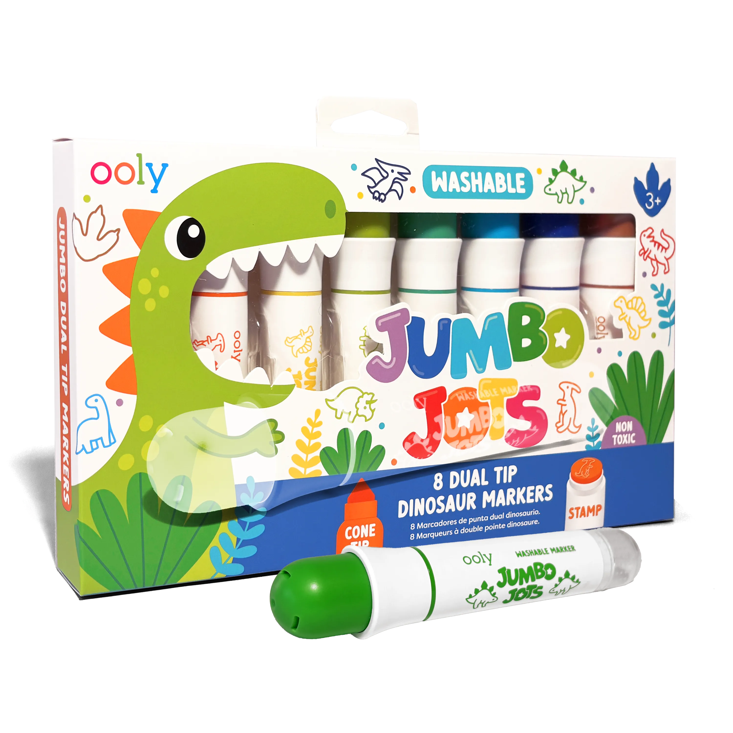 Jumbo Jots Dual Tip Stamp Markers - Dinosaur - Set of 8
