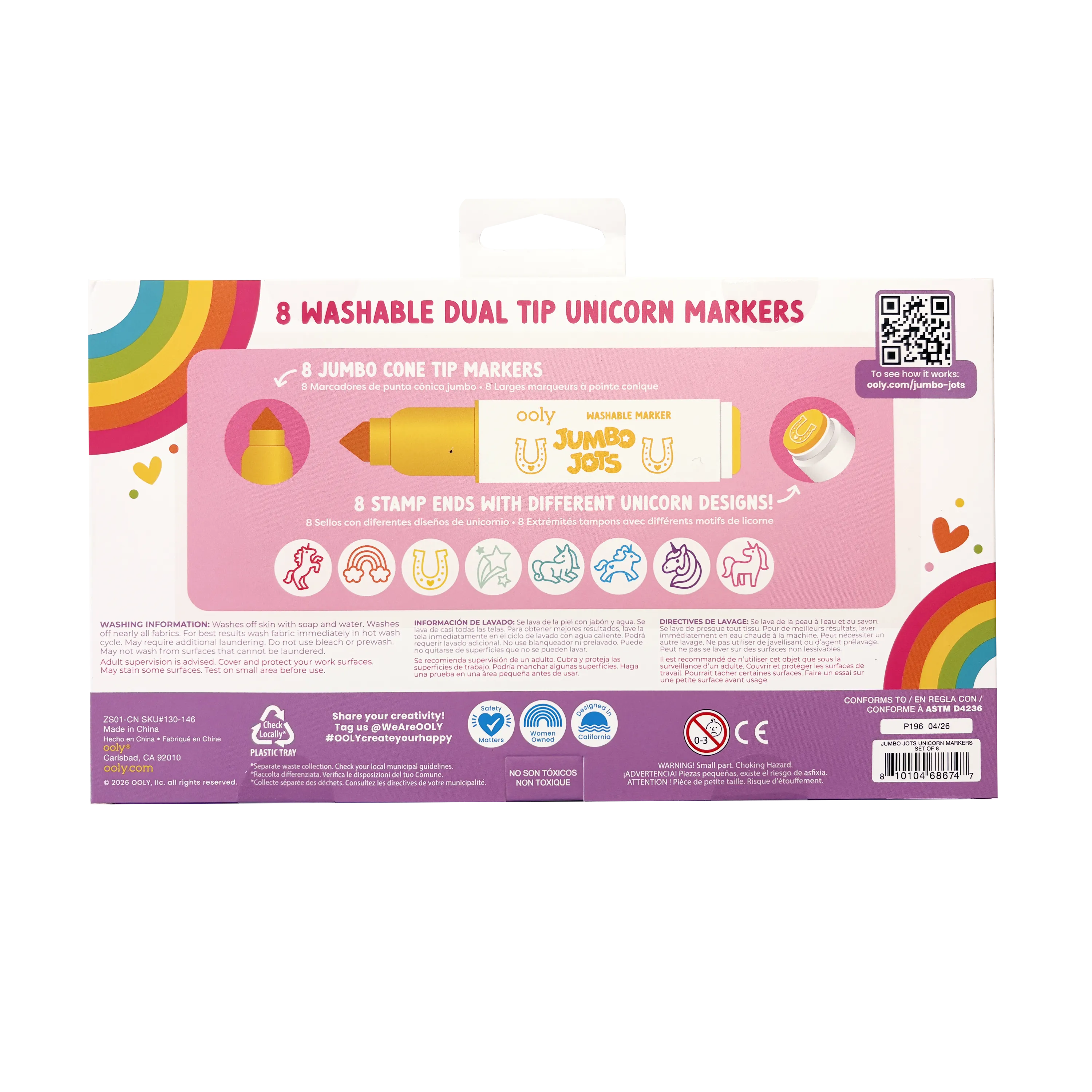Jumbo Jots Dual Tip Stamp Markers - Unicorn - Set of 8