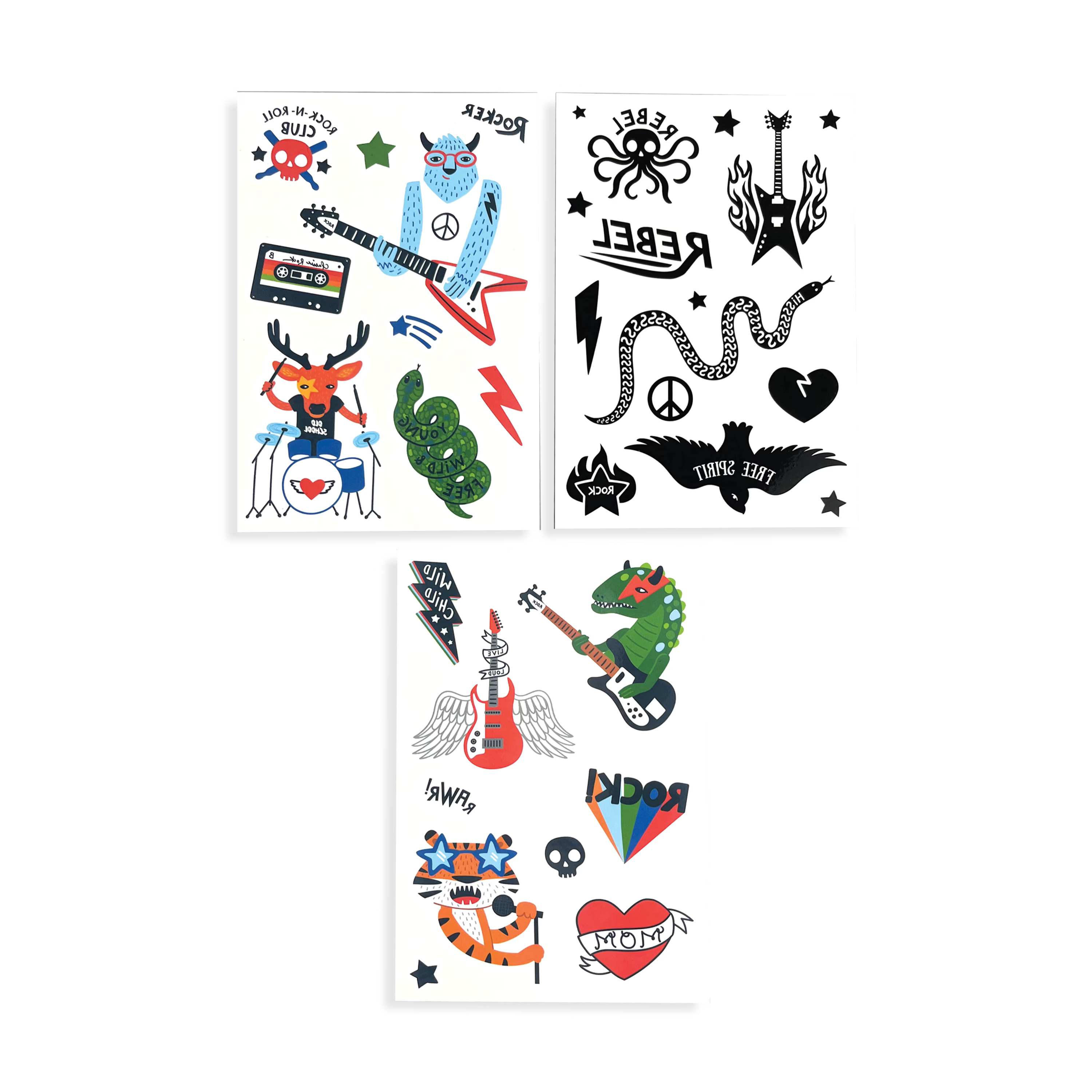 3 sheet of OOLY Mini Tattoo-Palooza temporary tattoos