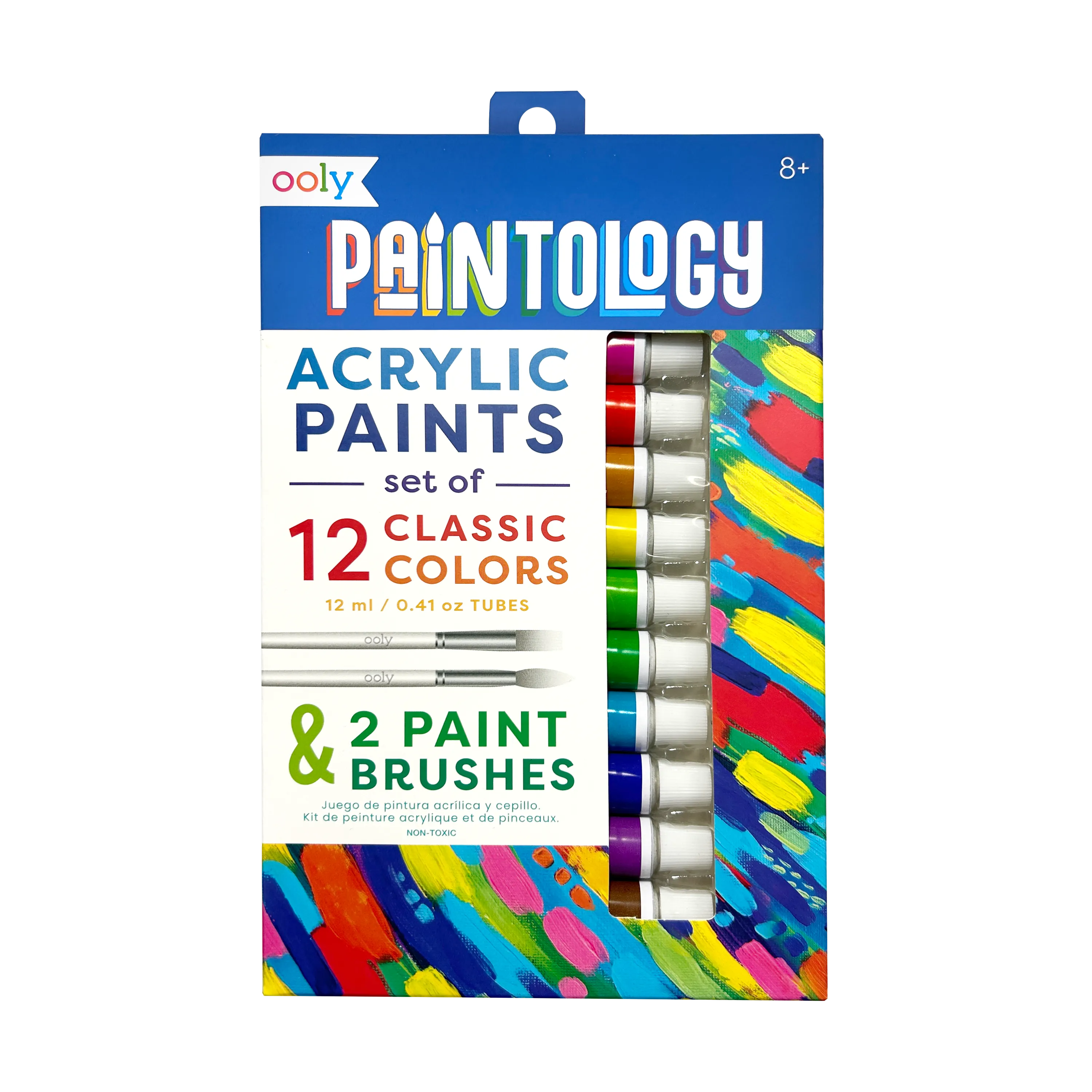 Front of packaging of OOLY Paintology Acrylic Paint Set - Classic Colors
