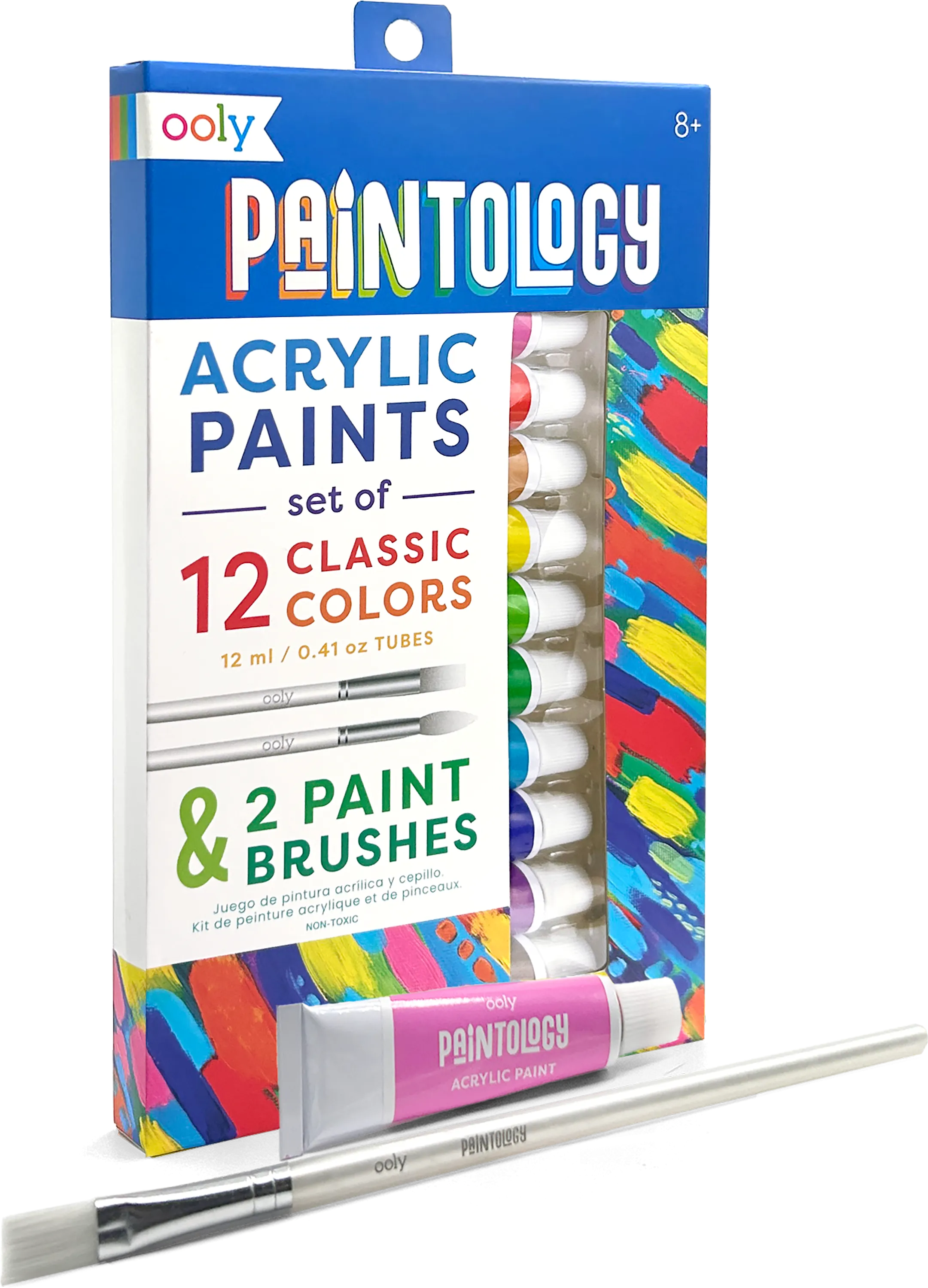 Quarter angle of packaging of OOLY Paintology Acrylic Paint Set - Classic Colors
