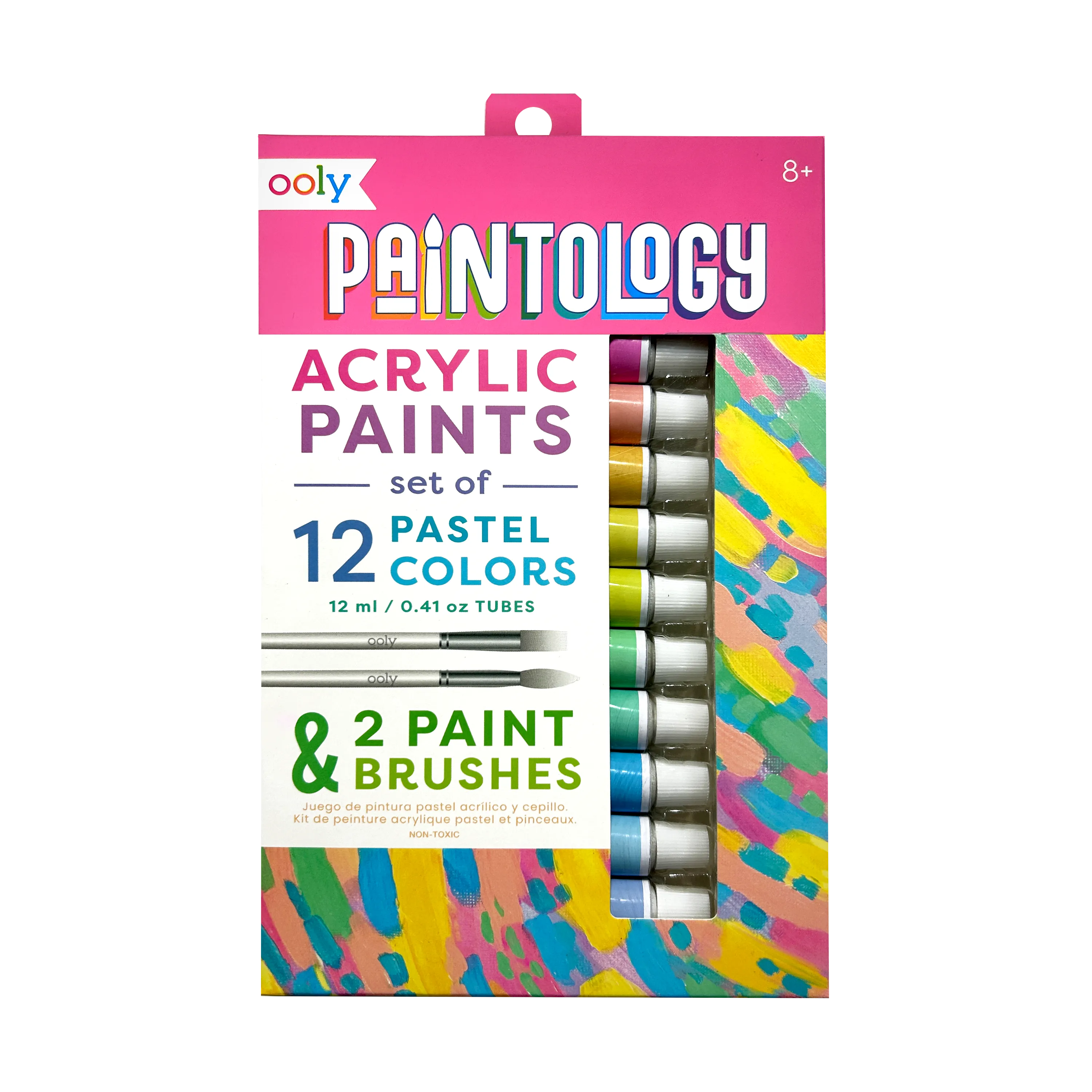 Front of packaging of OOLY Paintology Acrylic Paints Set - Pastel Colors