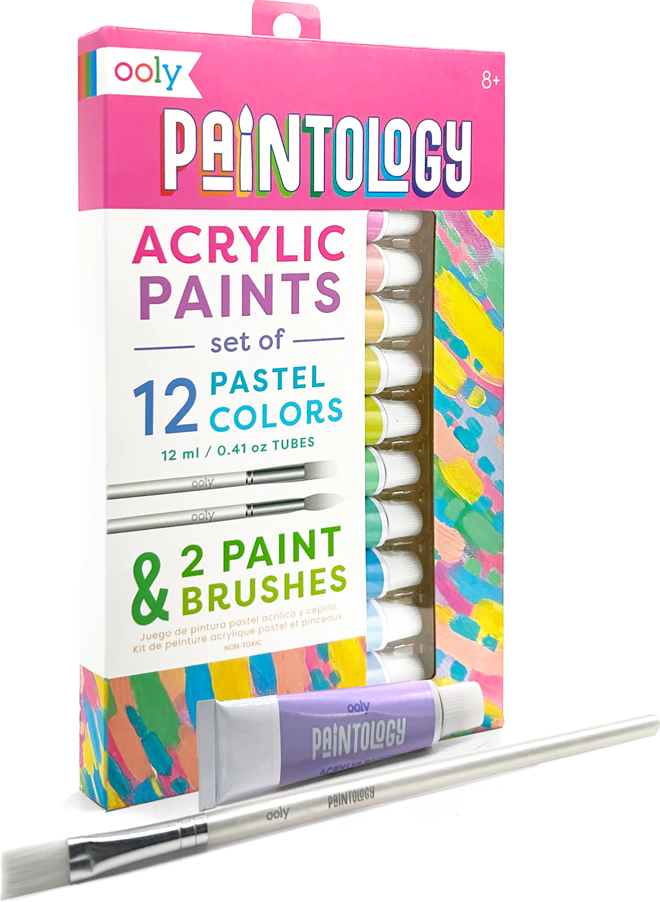 Quarter angle of packaging of Paintology Acrylic Paints Set - Pastel Colors