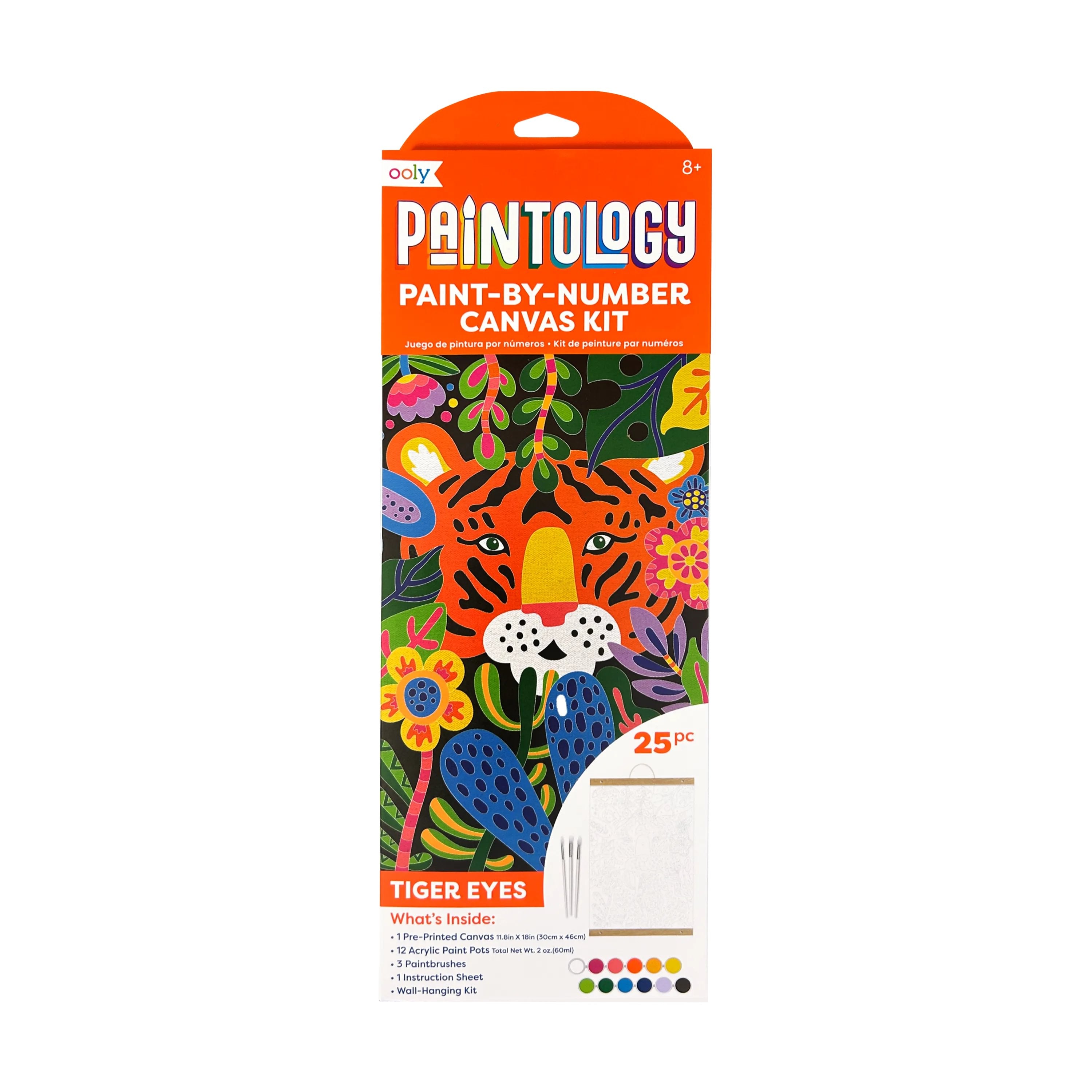 Front of packaging of OOLY Paintology Paint-By-Number Canvas Kit - Tiger Eyes