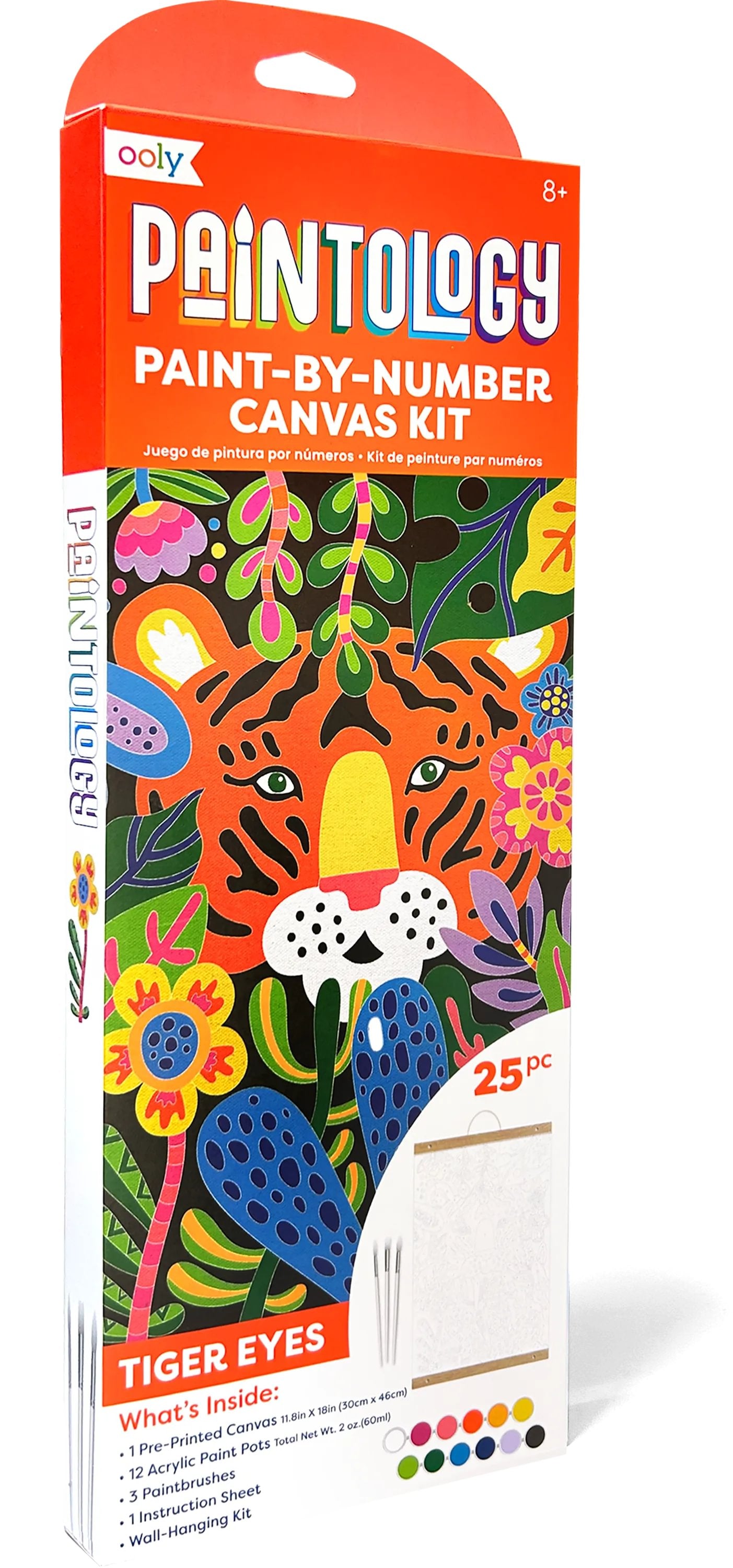 Quarter angle of packaging of OOLY Paintology Paint-By-Number Canvas Kit - Tiger Eyes