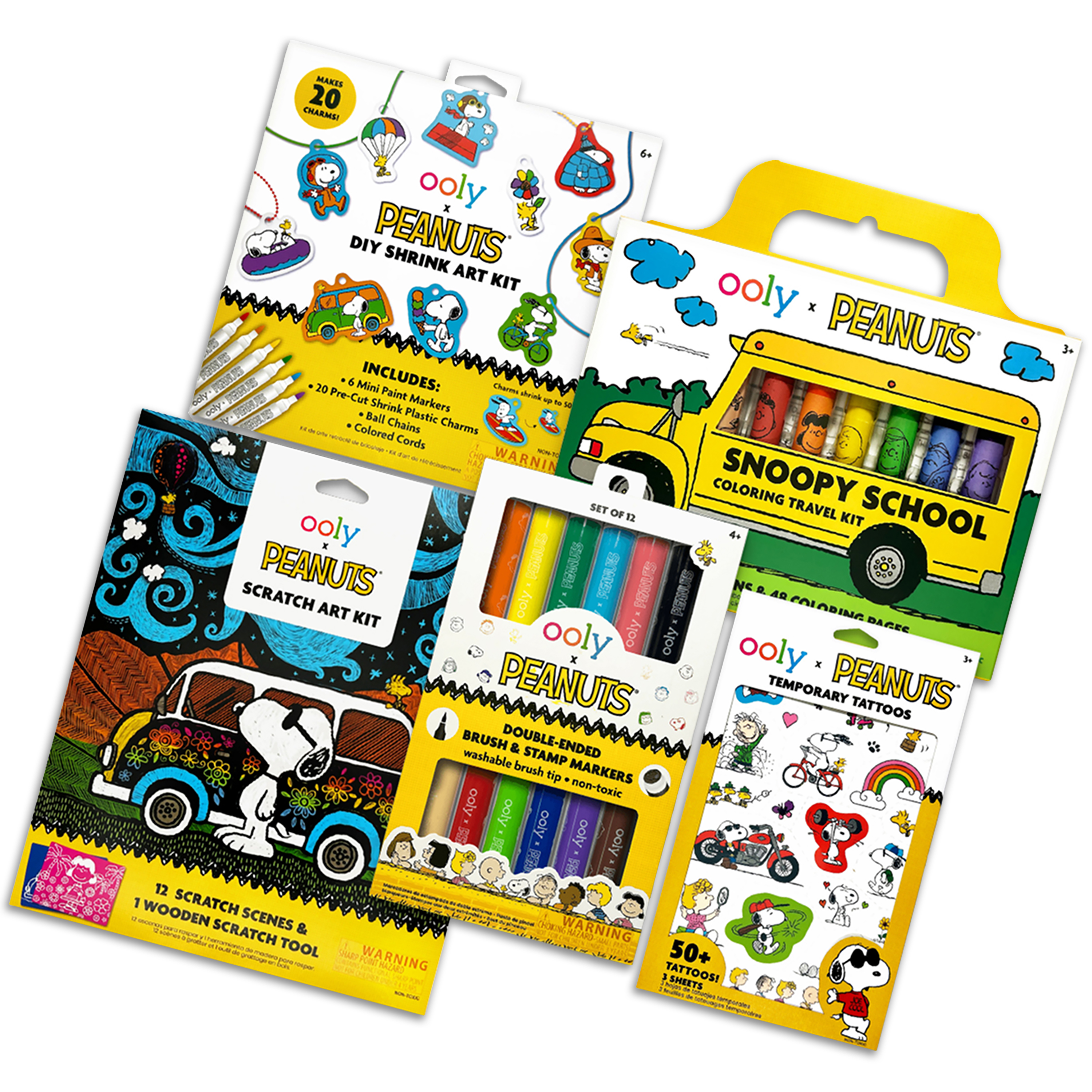 Flat lay of contents of OOLY x Peanuts Bonus Box