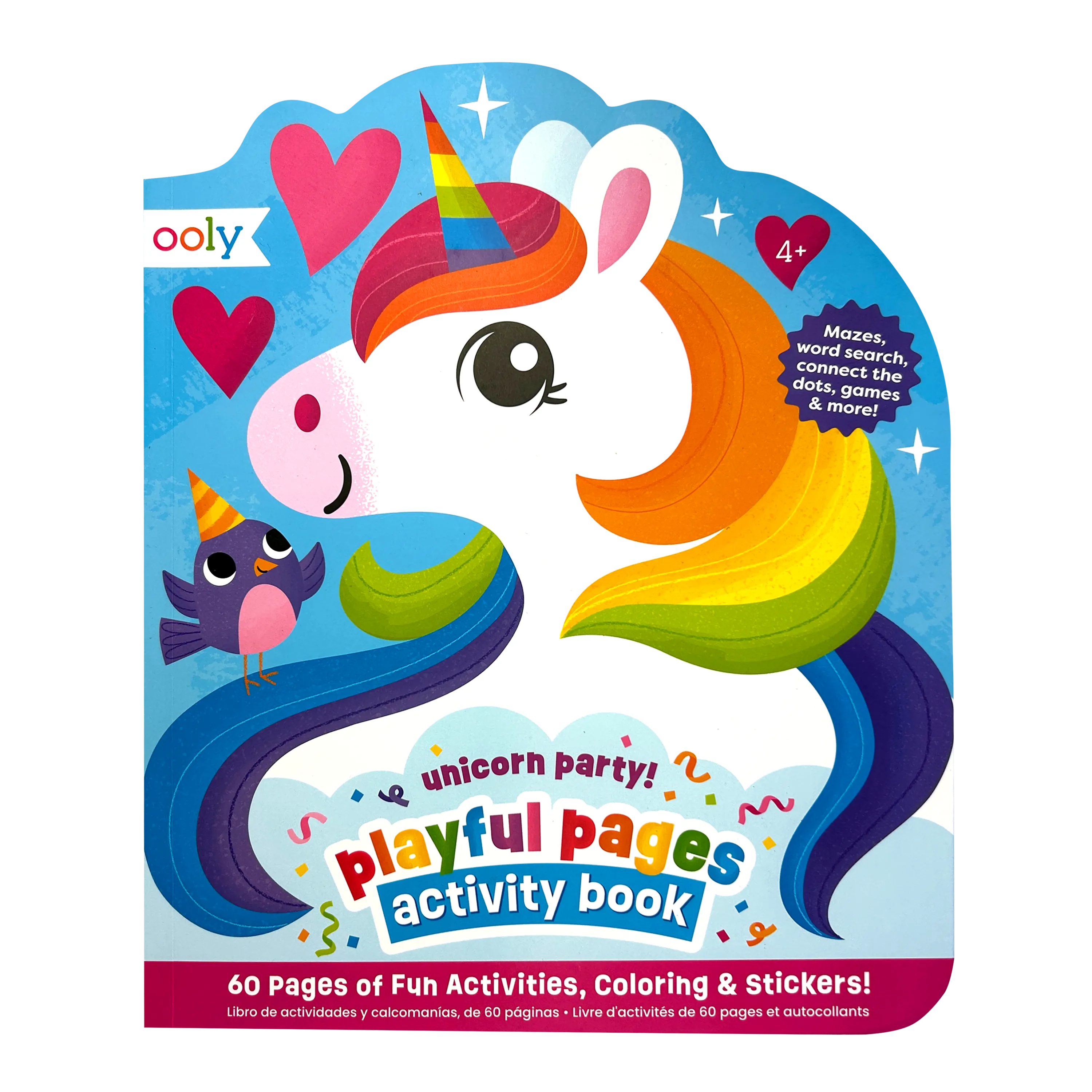 Front cover of OOLY Playful Pages Activity Book - Games Coloring Stickers - Unicorn Party!