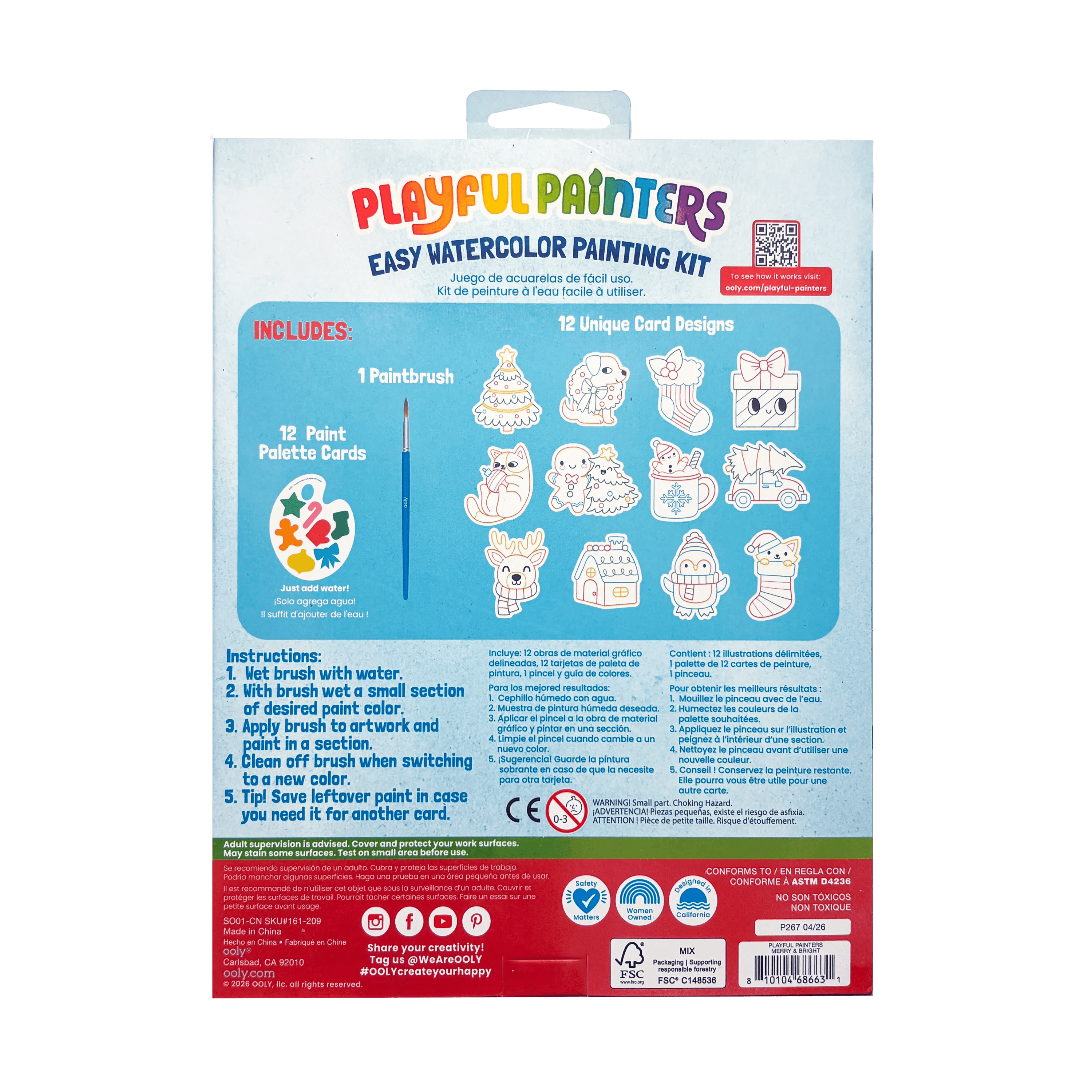 Playful Painters: Easy Watercolor Painting Kit - Merry & Bright