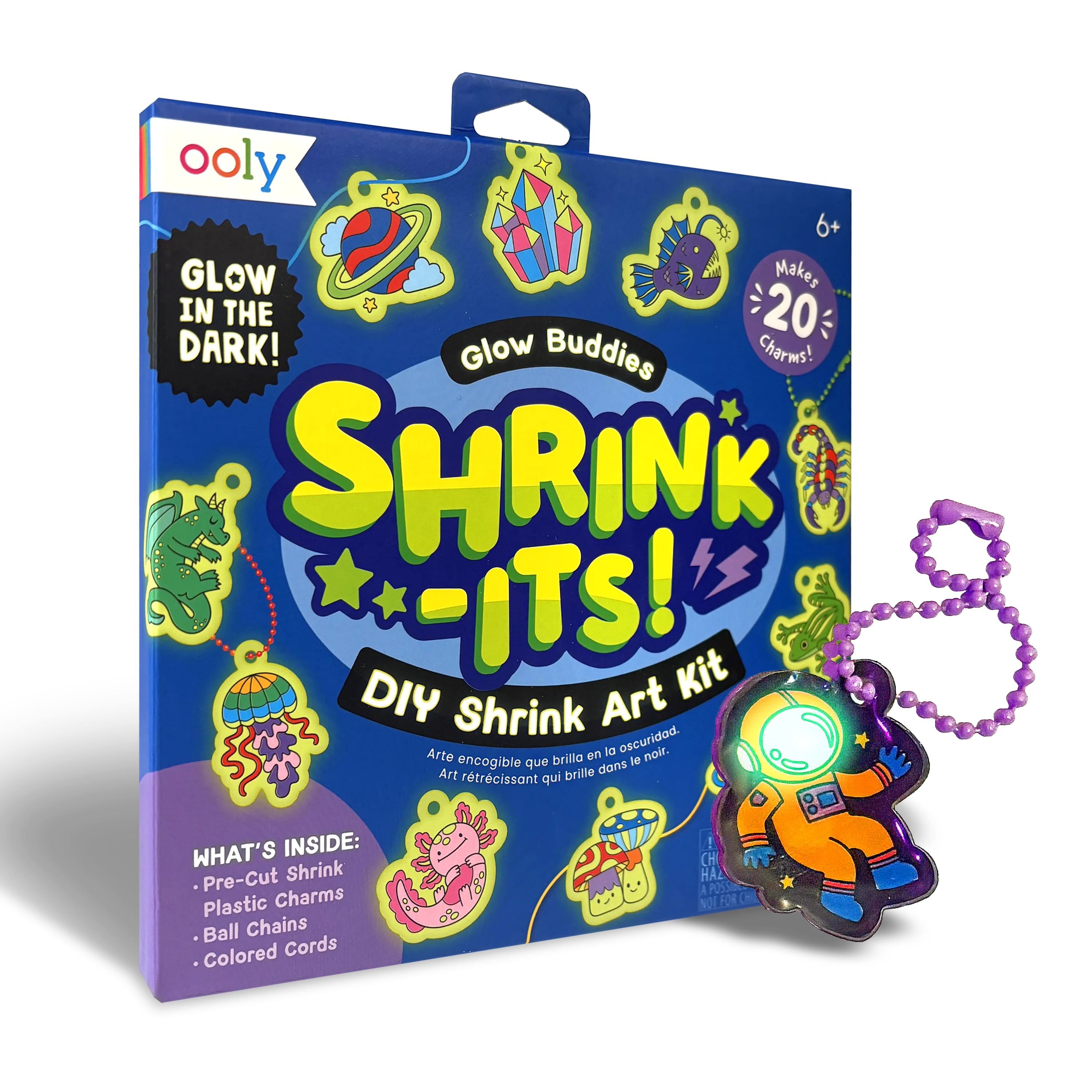 Quarter angle of OOLY Glow Buddies Shrink-Its! DIY Shrink Art Kit