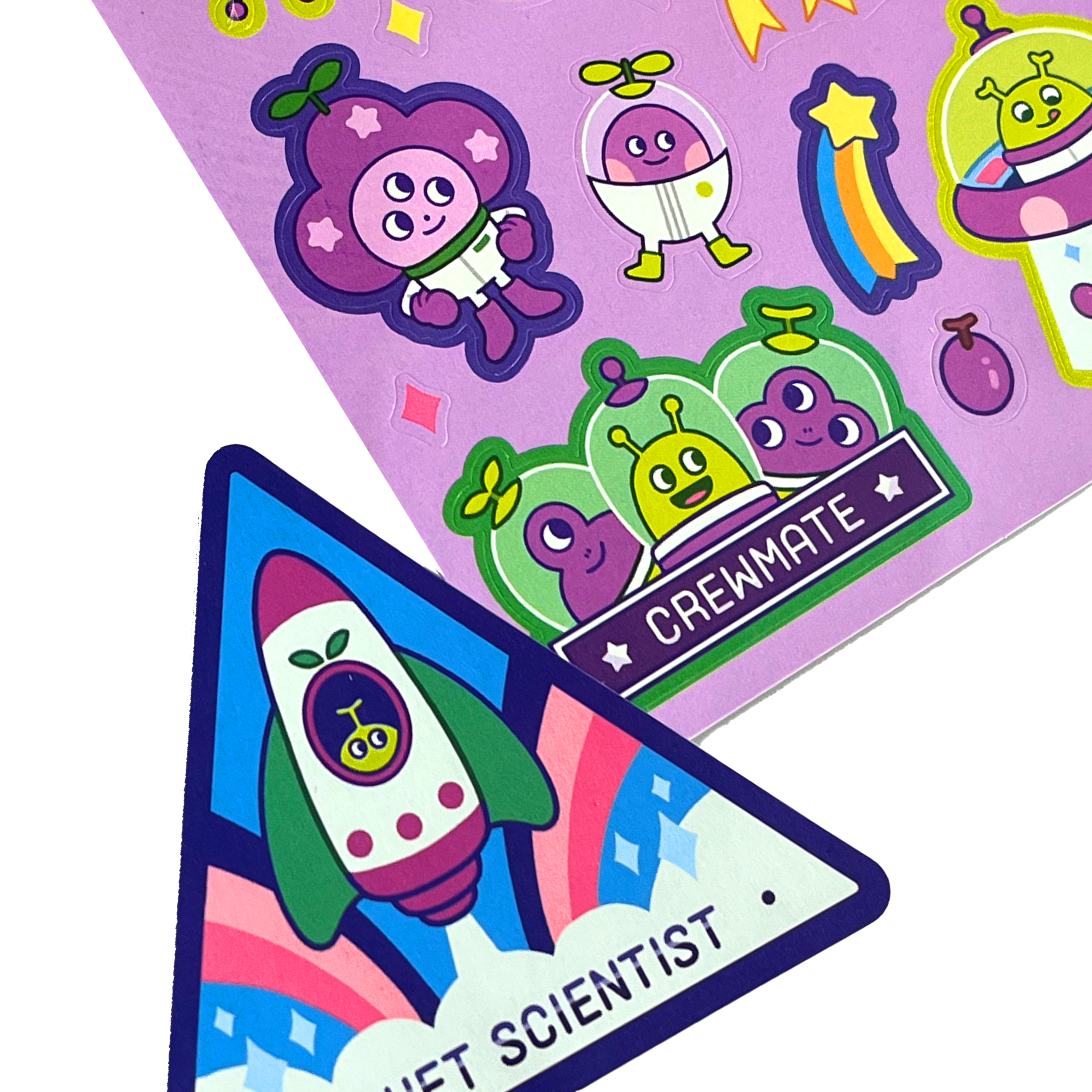 Close up of OOLY Stickiville Grape Galaxy Scented Stickers