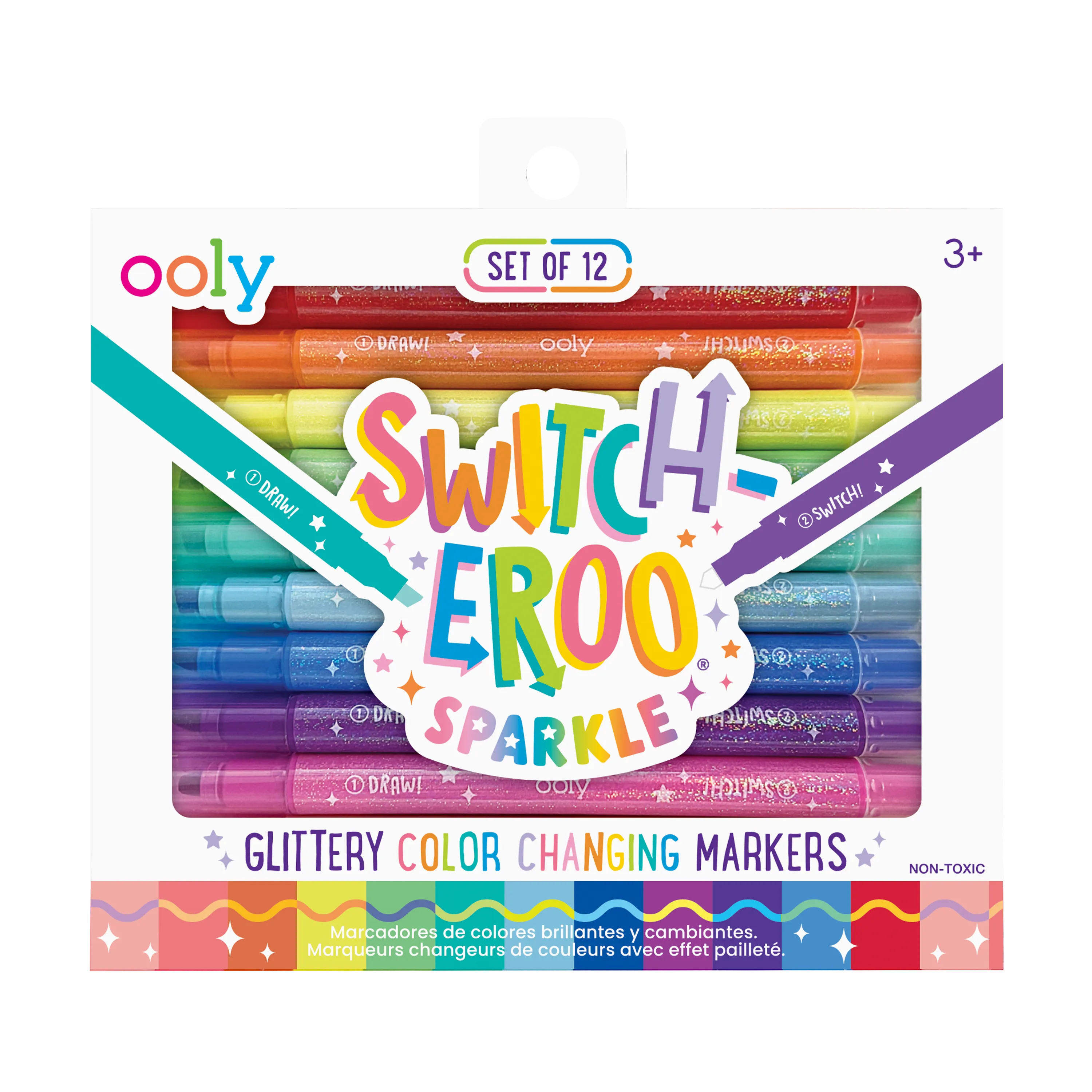 OOLY Switch-Eroo Sparkle Glittery Color Changing Markers packaging front