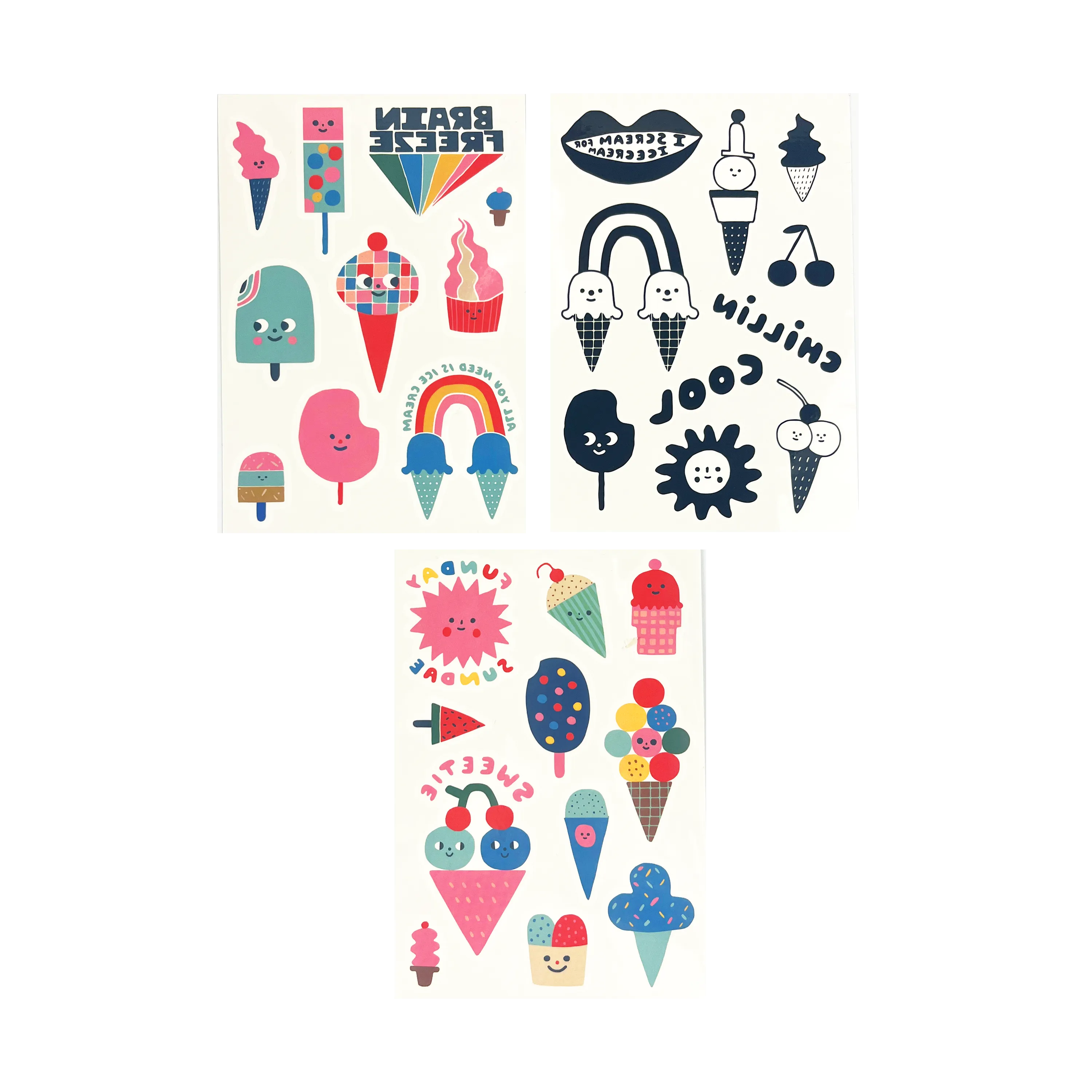 OOLY Tattoo-Palooza x Suzy Ultman: Temporary Tattoos Mini Pack - Ice Cream Party 3 sheets