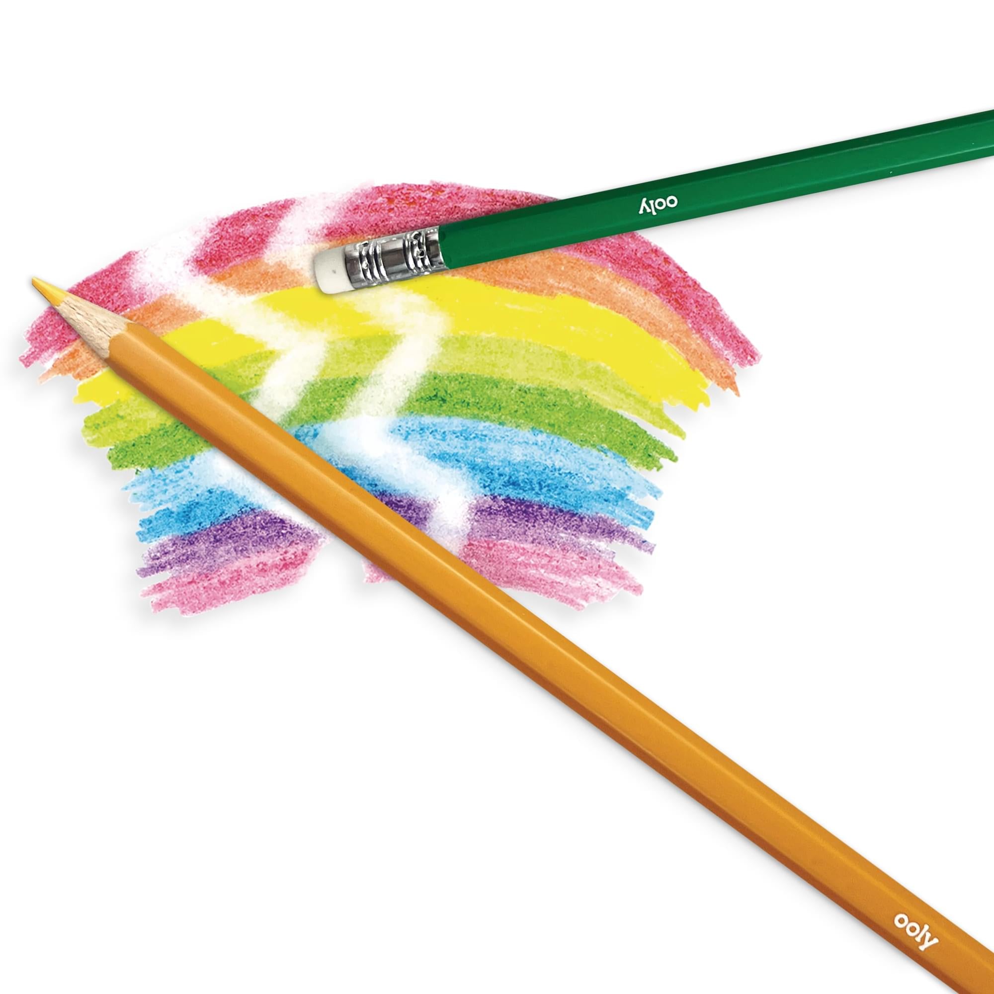 Close up of erased rainbow design from  Un-Mistakeables Erasable Colored Pencils
