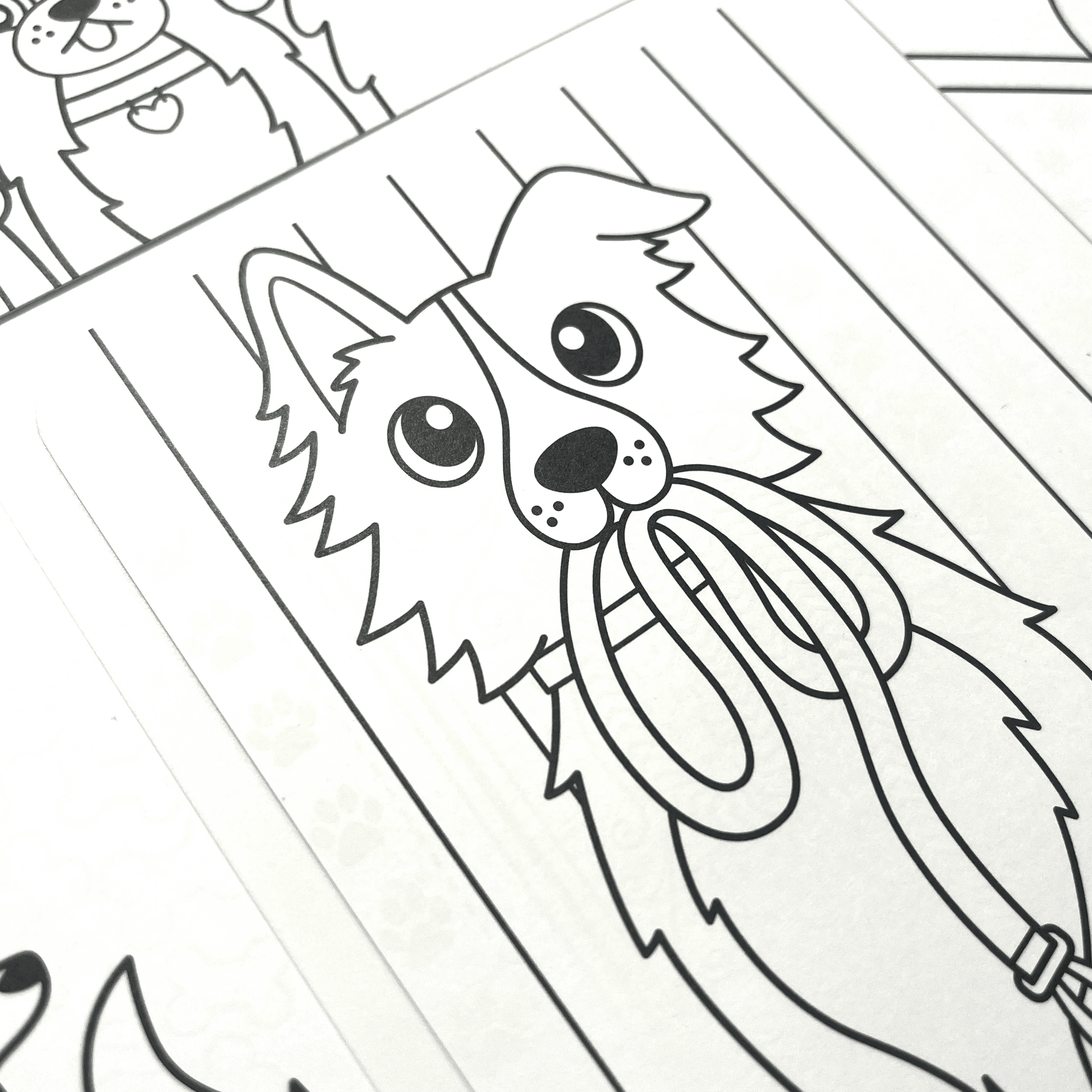Close up of Undercover Art Hidden Pattern Coloring Activity Art Cards - Dog Days uncolored