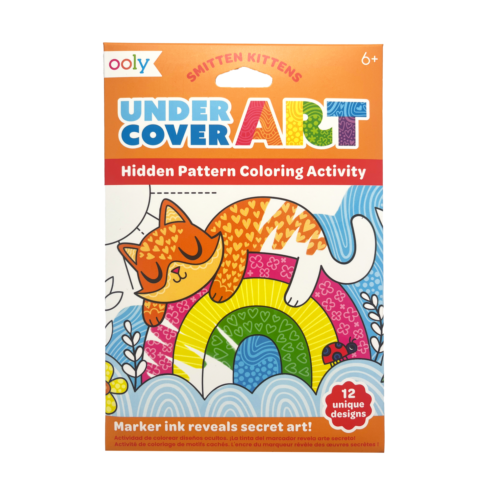 OOLYUndercover Art Hidden Pattern Coloring Activity Art Cards - Smitten Kittens front of packaging