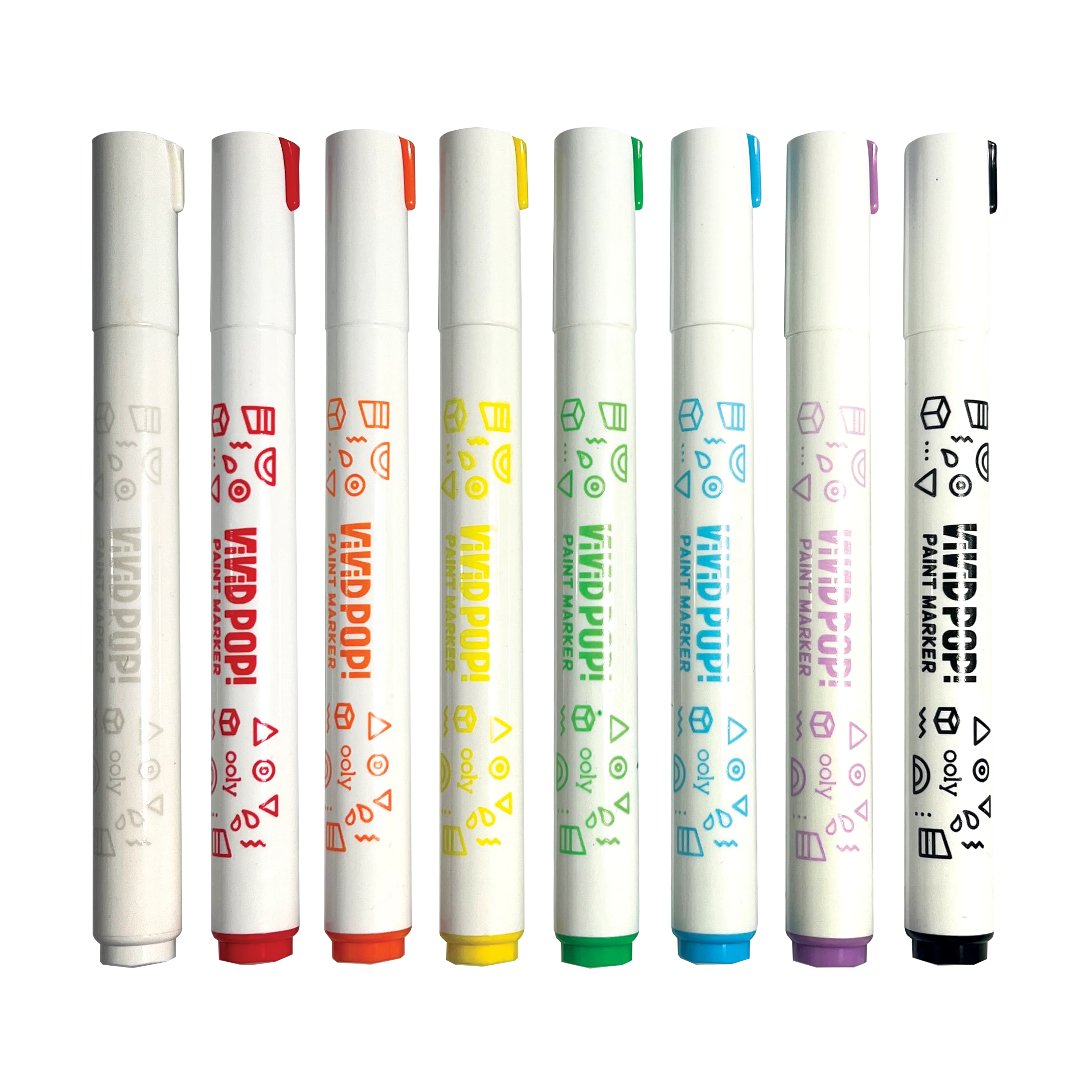 Row of capped markers from OOLY Vivid Pop! Water Based Paint Markers - Set of 8