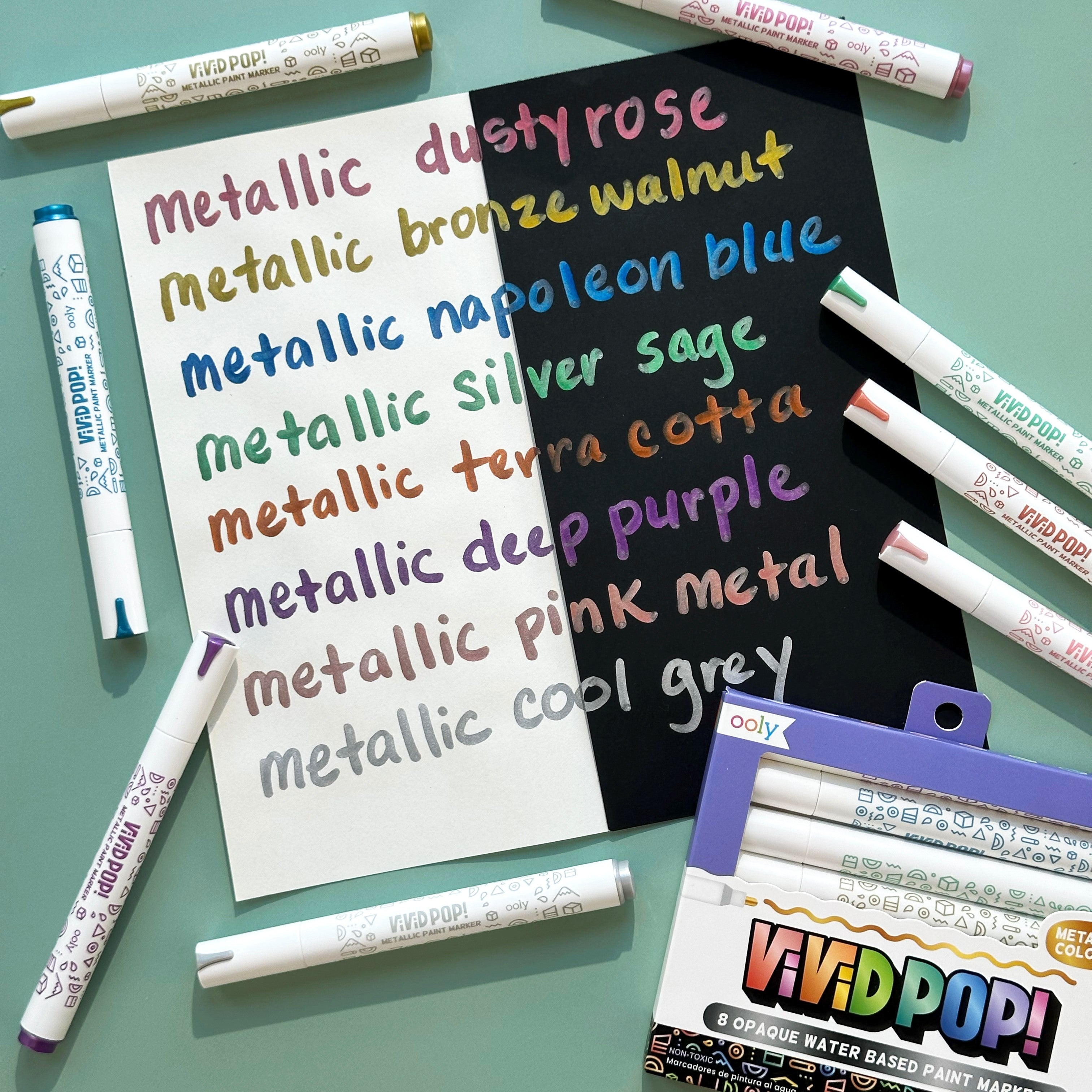 Vivid Pop! Water Based Paint Markers - Metallic - Set of 8