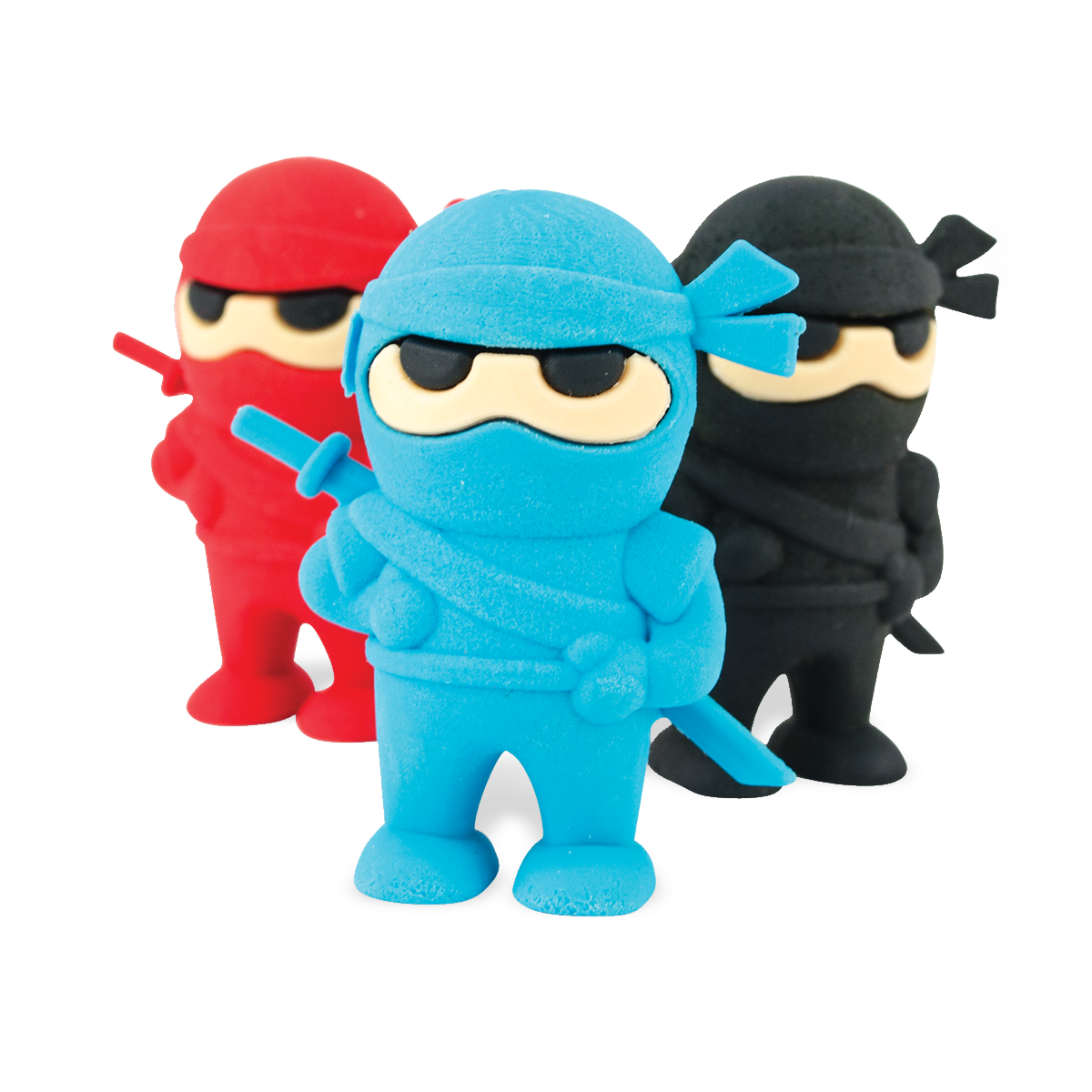 Blue, red and black Ninja Pencil Erasers