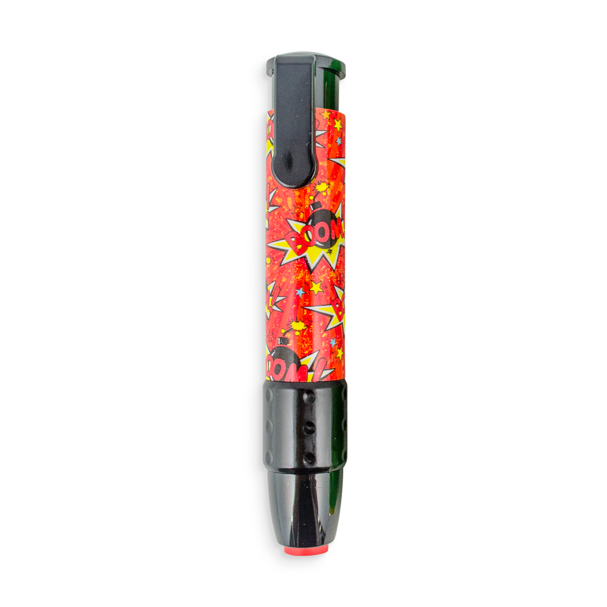 Black Comic Attack ClickIt pencil eraser with comic designs