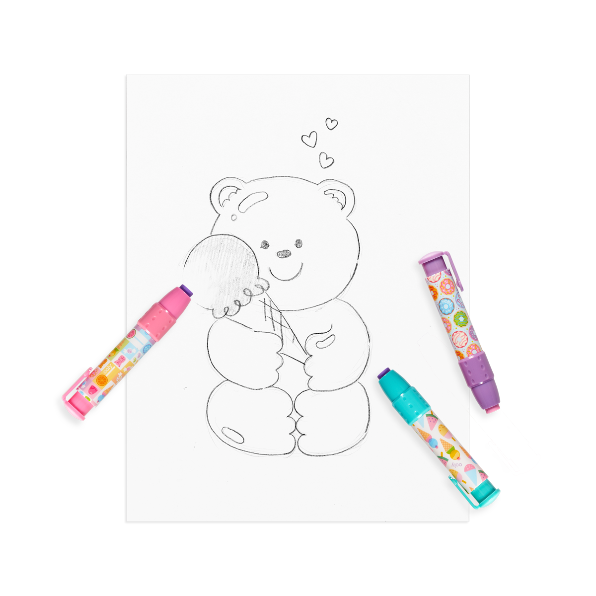 OOLY Sugar Joy Click it erasers in use